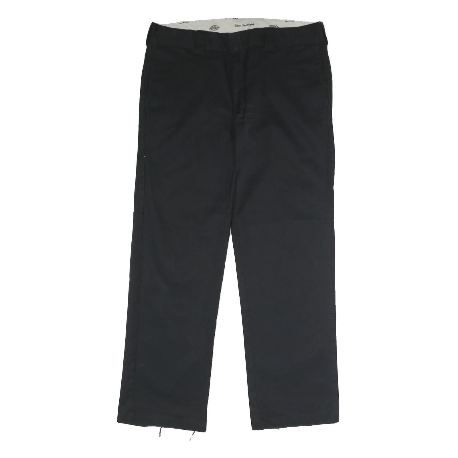 DICKIES Mens Black Slim Slim Straight Trousers W36 L32 Workwear Flat Front Zip Refurbished - N/A refurbished available on Cerqular