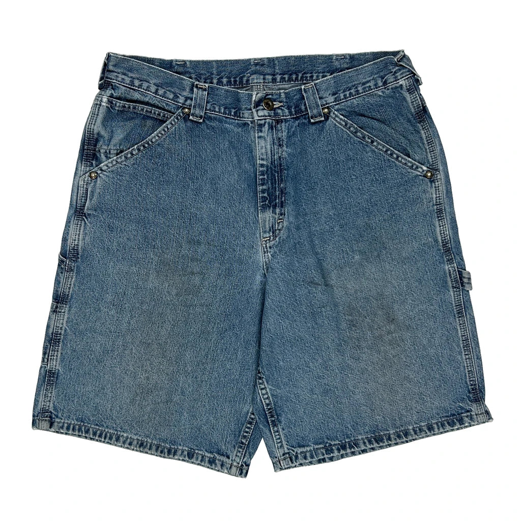 Levis Denim Shorts - 33W 10L Blue Denim Refurbished - Thrifted (note: this is a term often used to describe second- refurbished available on Cerqular