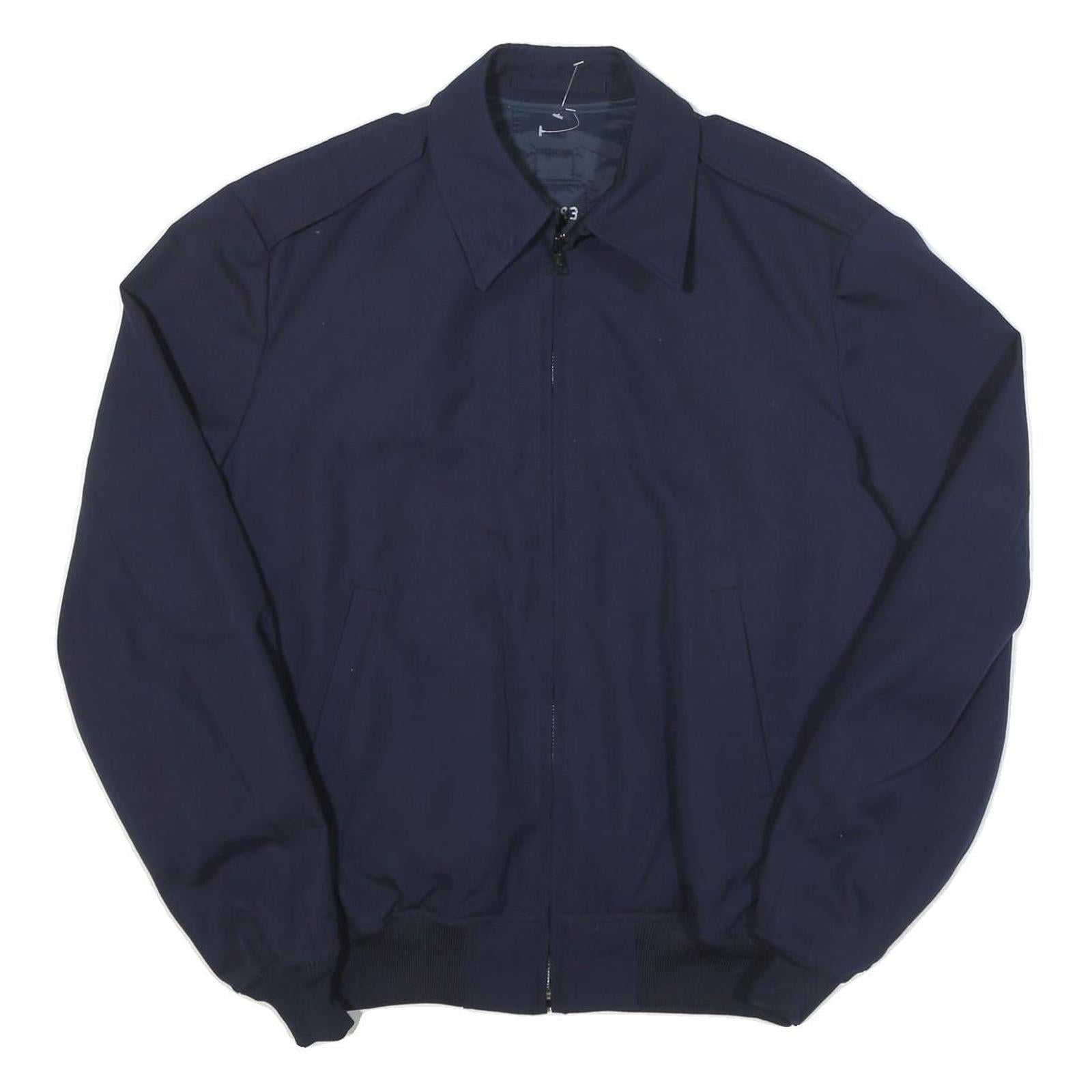 Mens Navy Plain Jacket L Polyester Blend Zip Closure Classic Fit Casual Refurbished - N/A refurbished available on Cerqular