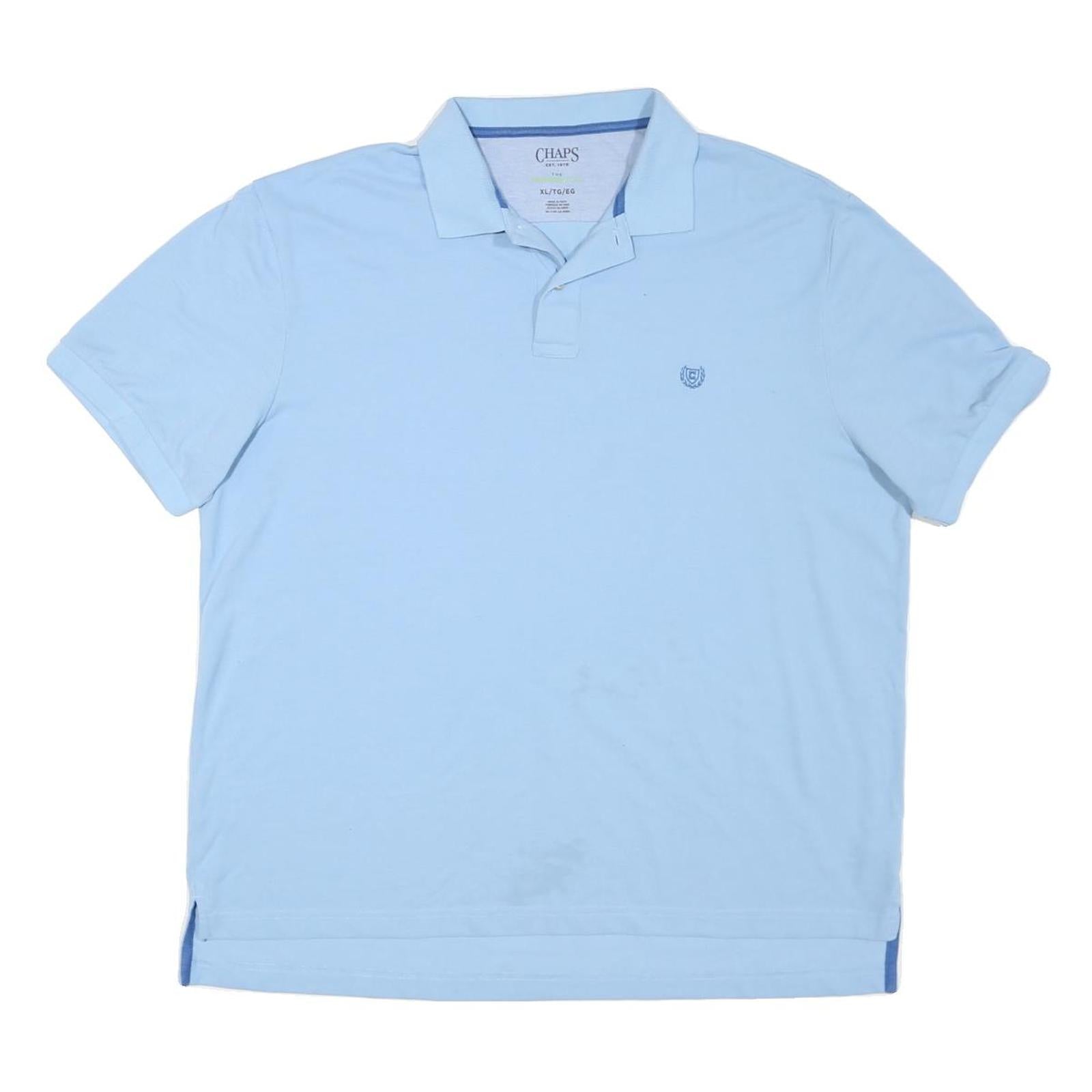 CHAPS Mens Blue Polo Shirt XL Cotton Blend Short Sleeve Plain Classic Refurbished - N/A refurbished available on Cerqular