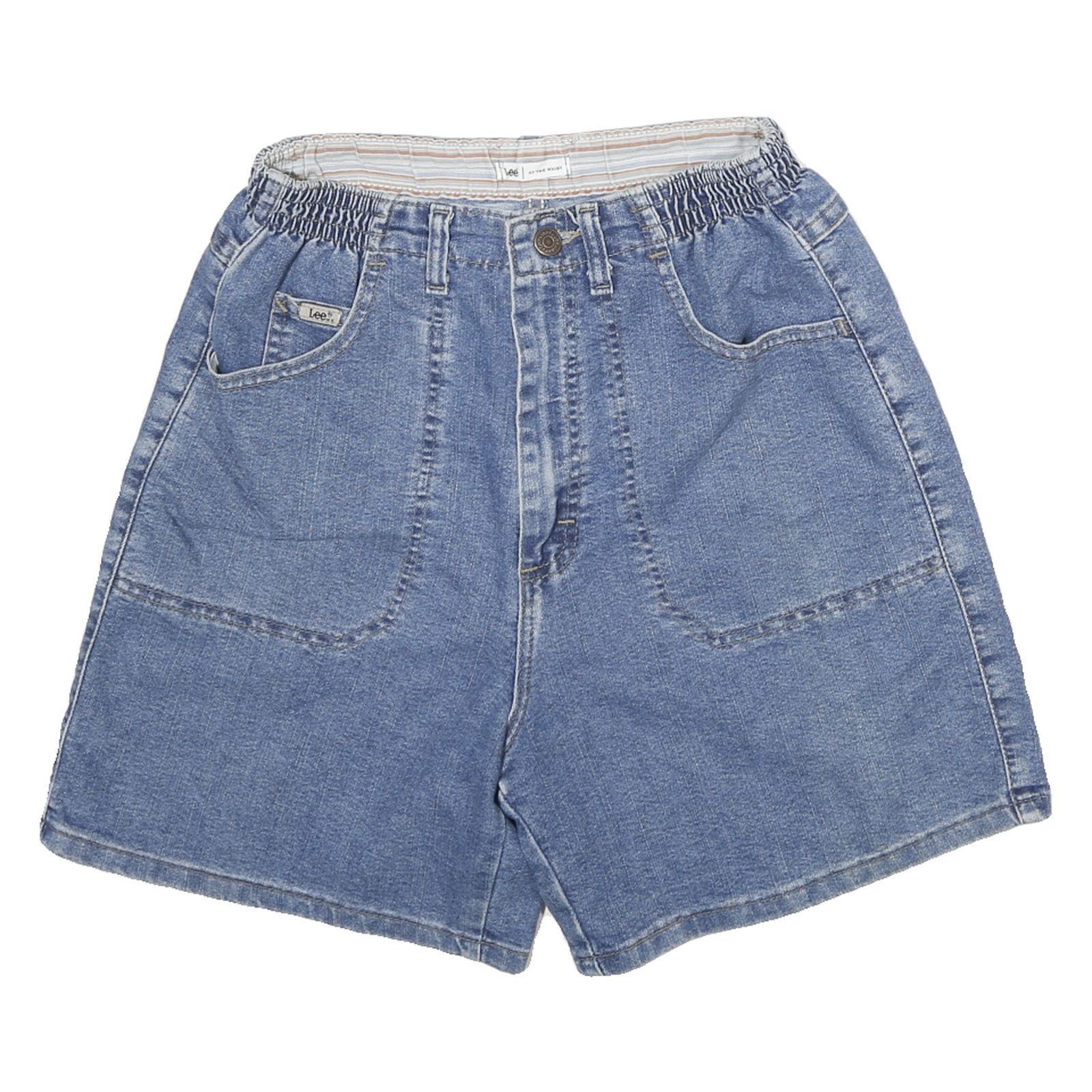 LEE Womens Denim Blue Casual Shorts M W24 Elastic Waist Relaxed Fit Refurbished - N/A refurbished available on Cerqular