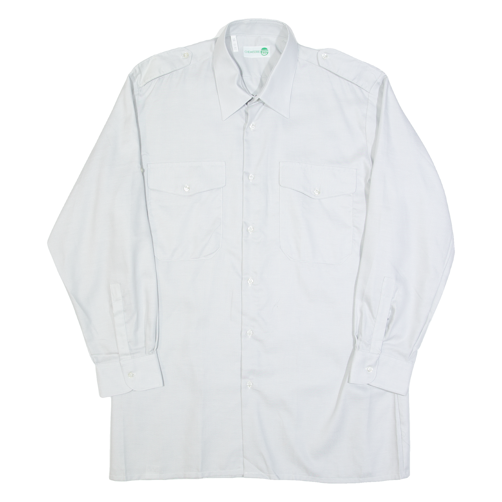 CHEMISERIE FREY Mens Plain Shirt Grey Long Sleeve L Refurbished - N/A refurbished available on Cerqular
