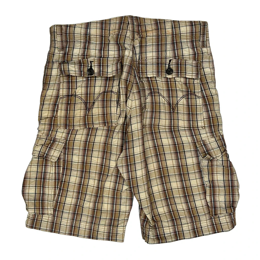 Levis Checked Cargo Shorts - 36W 10L Beige Cotton Refurbished - Thrifted (note: this is a term often used to describe second- refurbished available on Cerqular