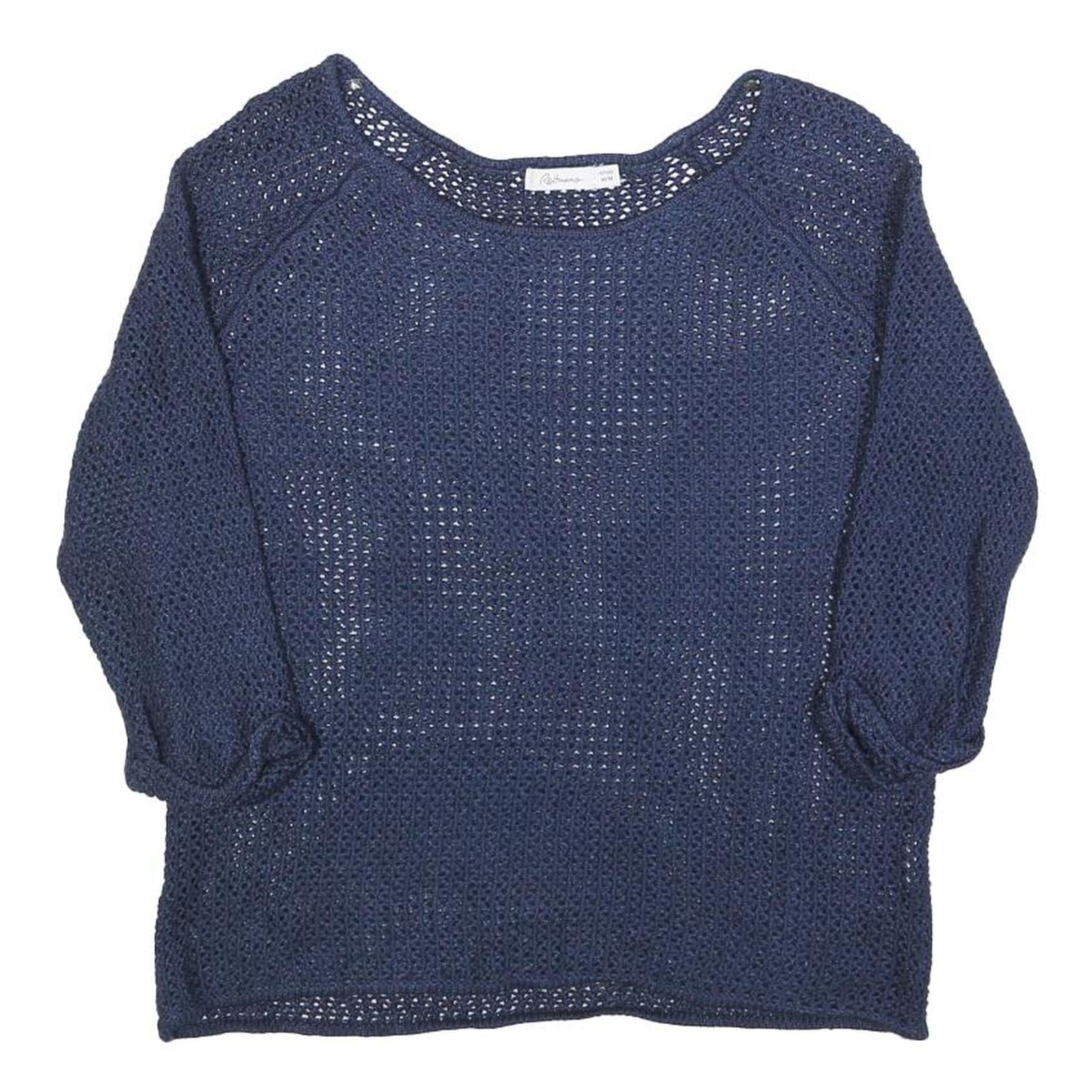 REITUANS Womens Navy Plain Jumper Round Neck Open Knit M Lightweight Stylish Refurbished - N/A refurbished available on Cerqular