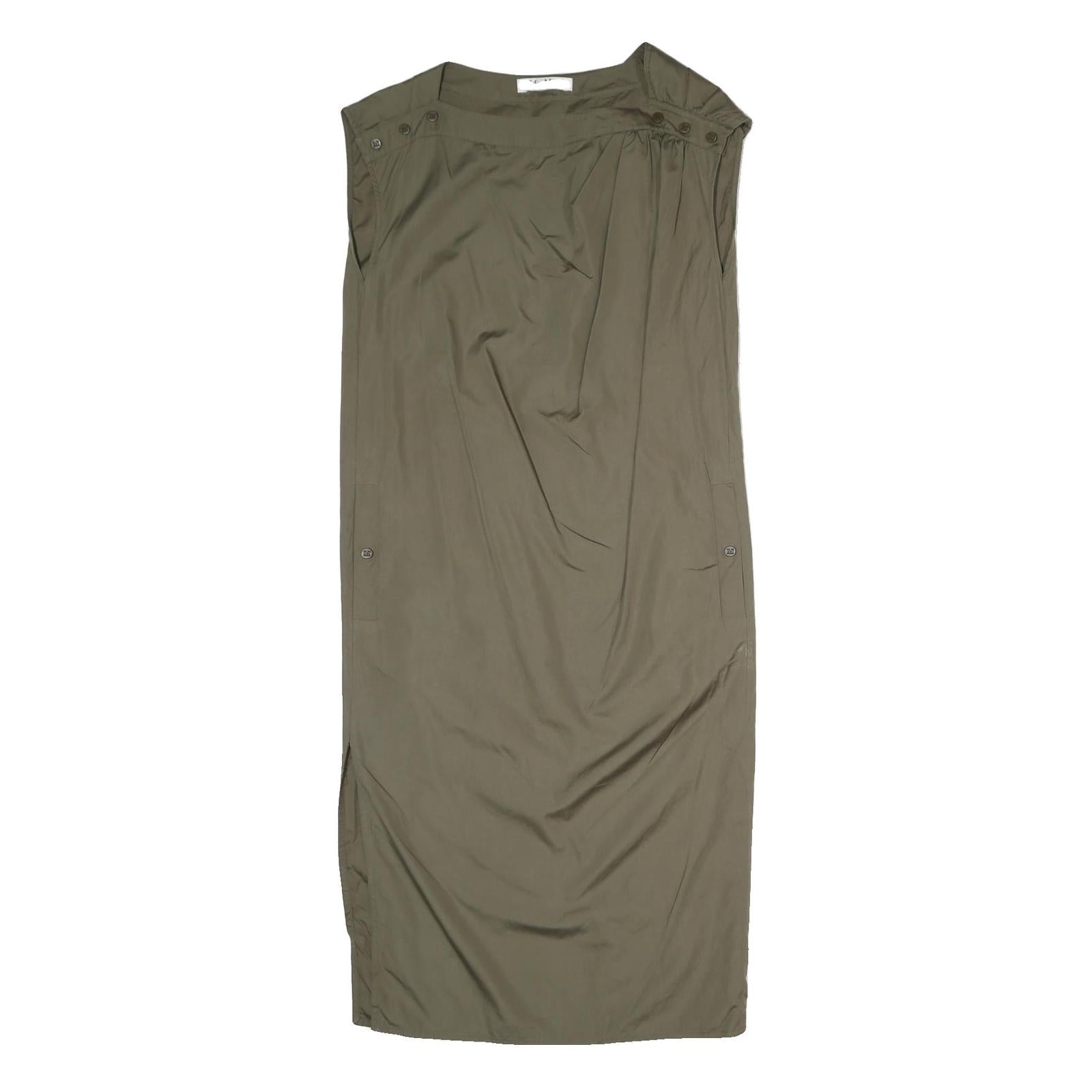 MAX MARA Womens Khaki Green Dress Cotton Blend Sleeveless Midi M Elegant Comfort Refurbished - N/A refurbished available on Cerqular