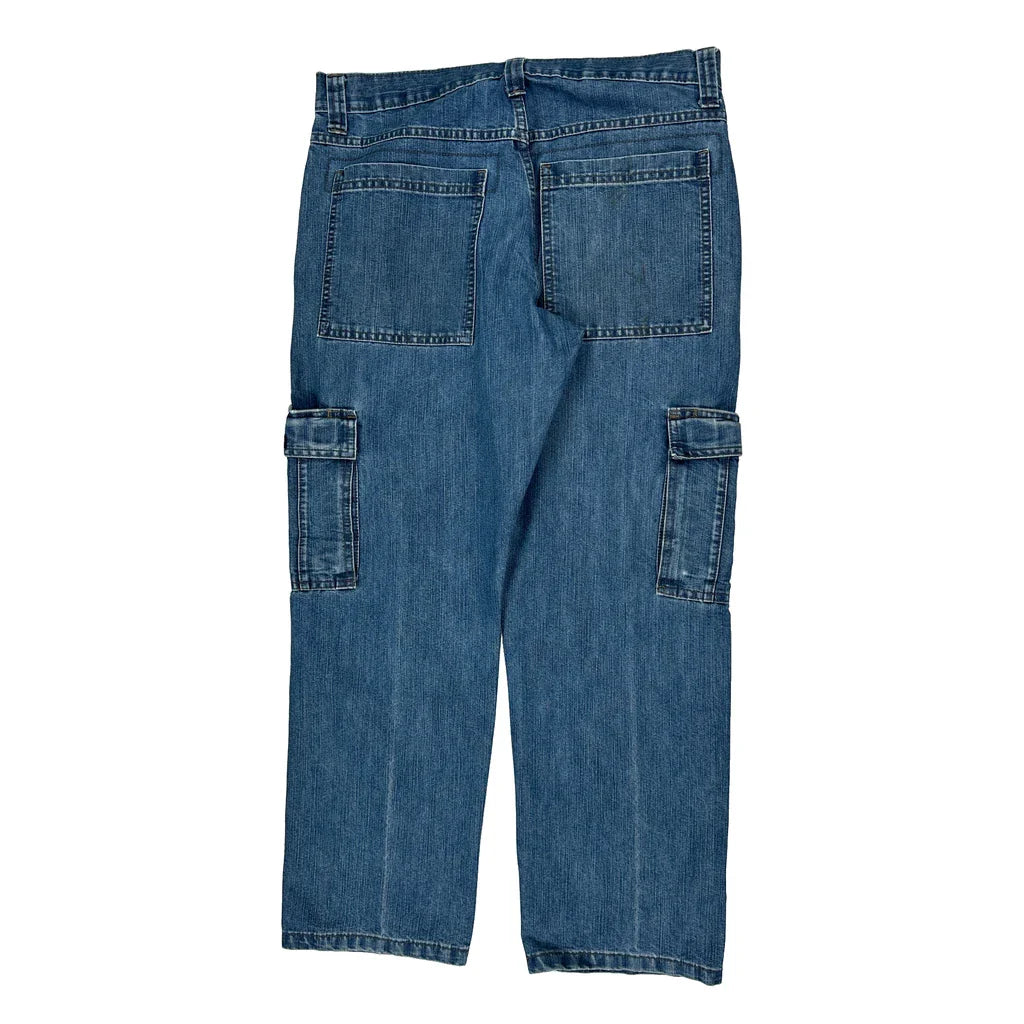 Buy Wrangler Cargo Trousers - 34W 30L Blue Denim Refurbished - $40.19 Wrangler Cargo Trousers - 34W 30L Blue Denim Refurbished - Thrifted (note: this is a term often used to describe second- refurbished available on Cerqular