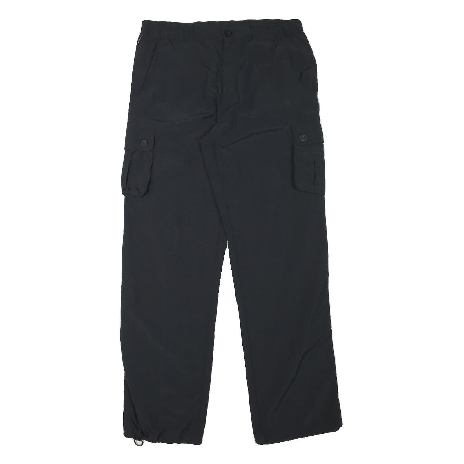SWITCHER Mens Black Relaxed Cargo Trousers W31 L32 Polyester Blend Zip Refurbished - N/A refurbished available on Cerqular