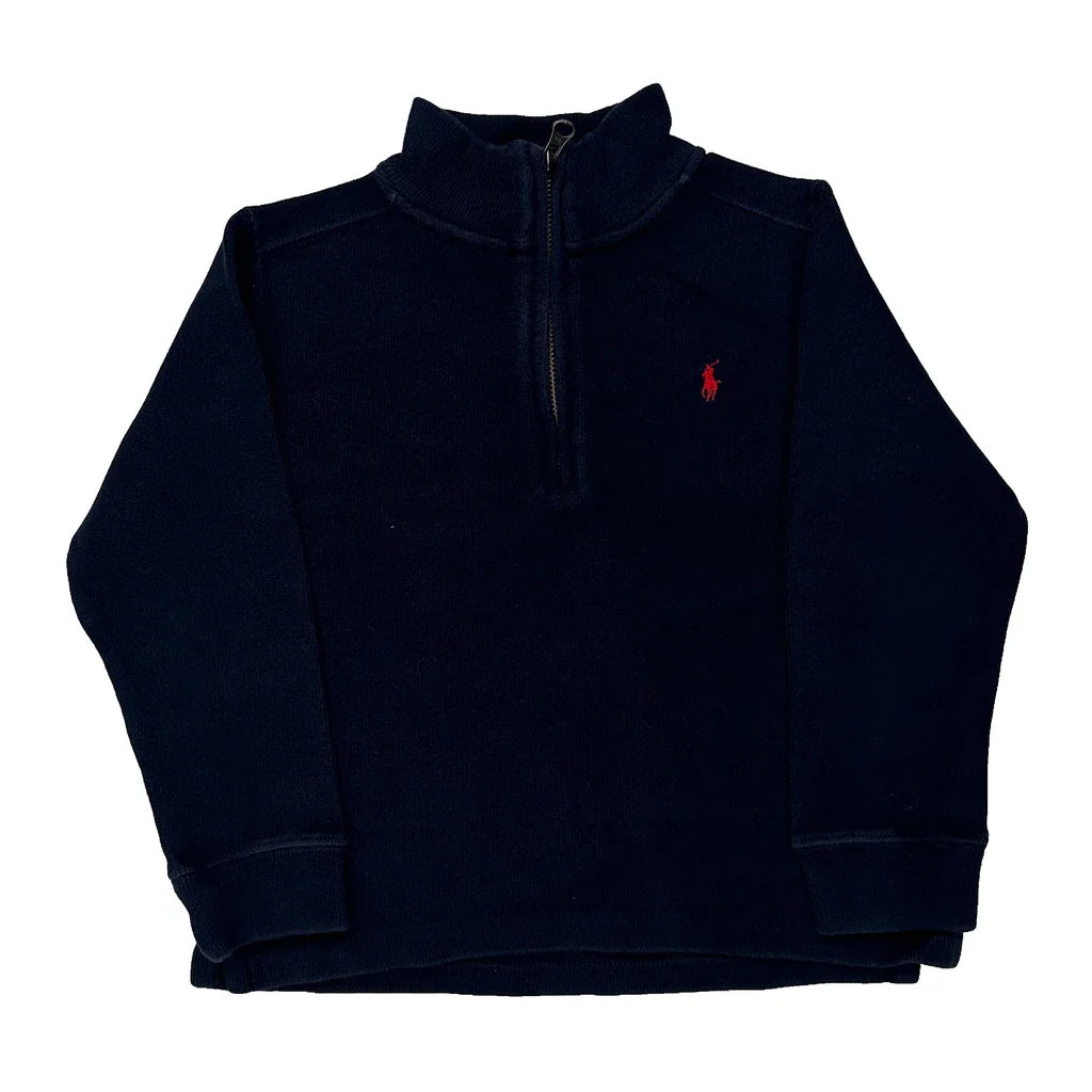Polo By Ralph Lauren 1/4 Zip - XS Navy Cotton Refurbished - Thrifted (note: this is a term often used to describe second- refurbished available on Cerqular