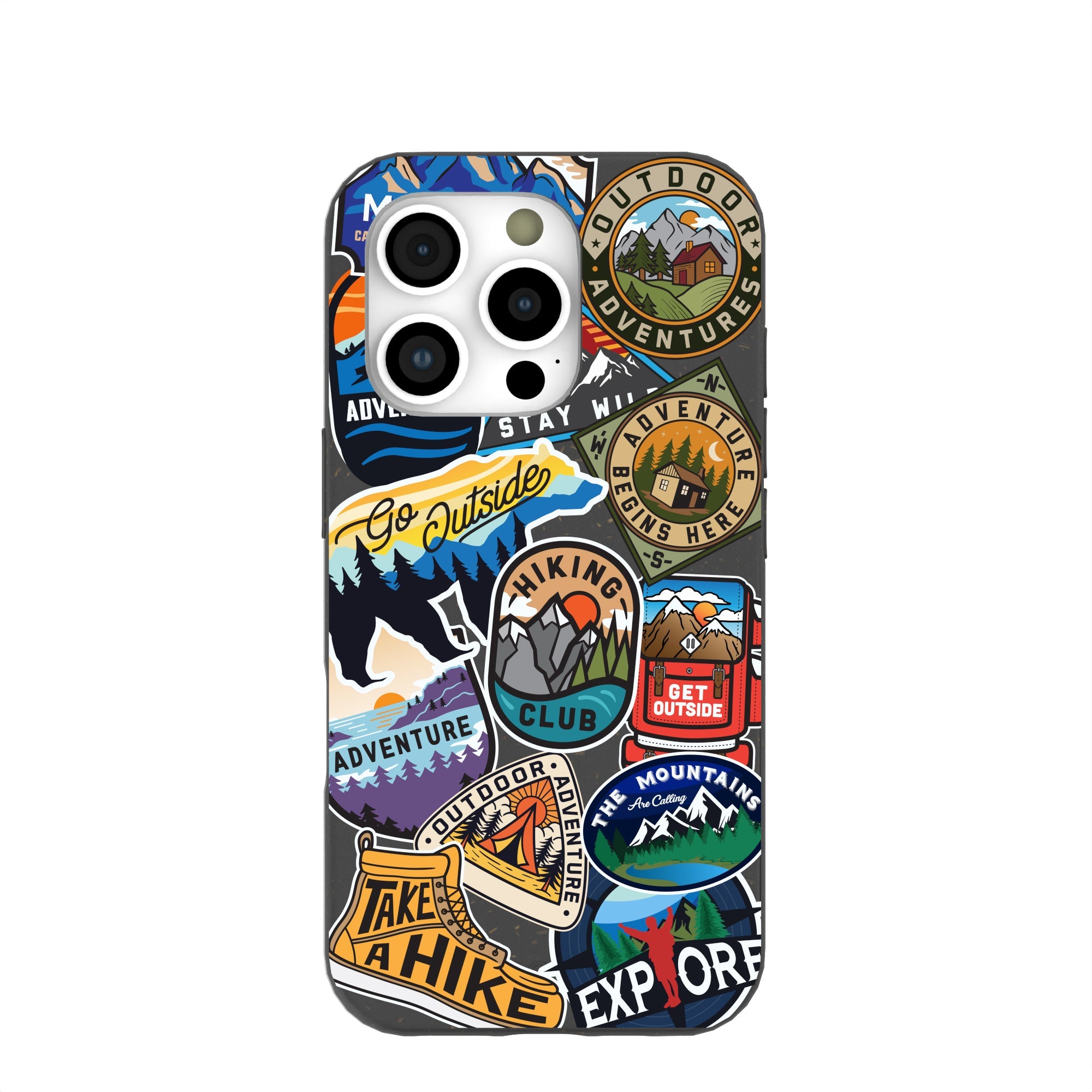 Black Trail Stickers iPhone 16 Pro Case Refurbished - Pela Case refurbished available on Cerqular