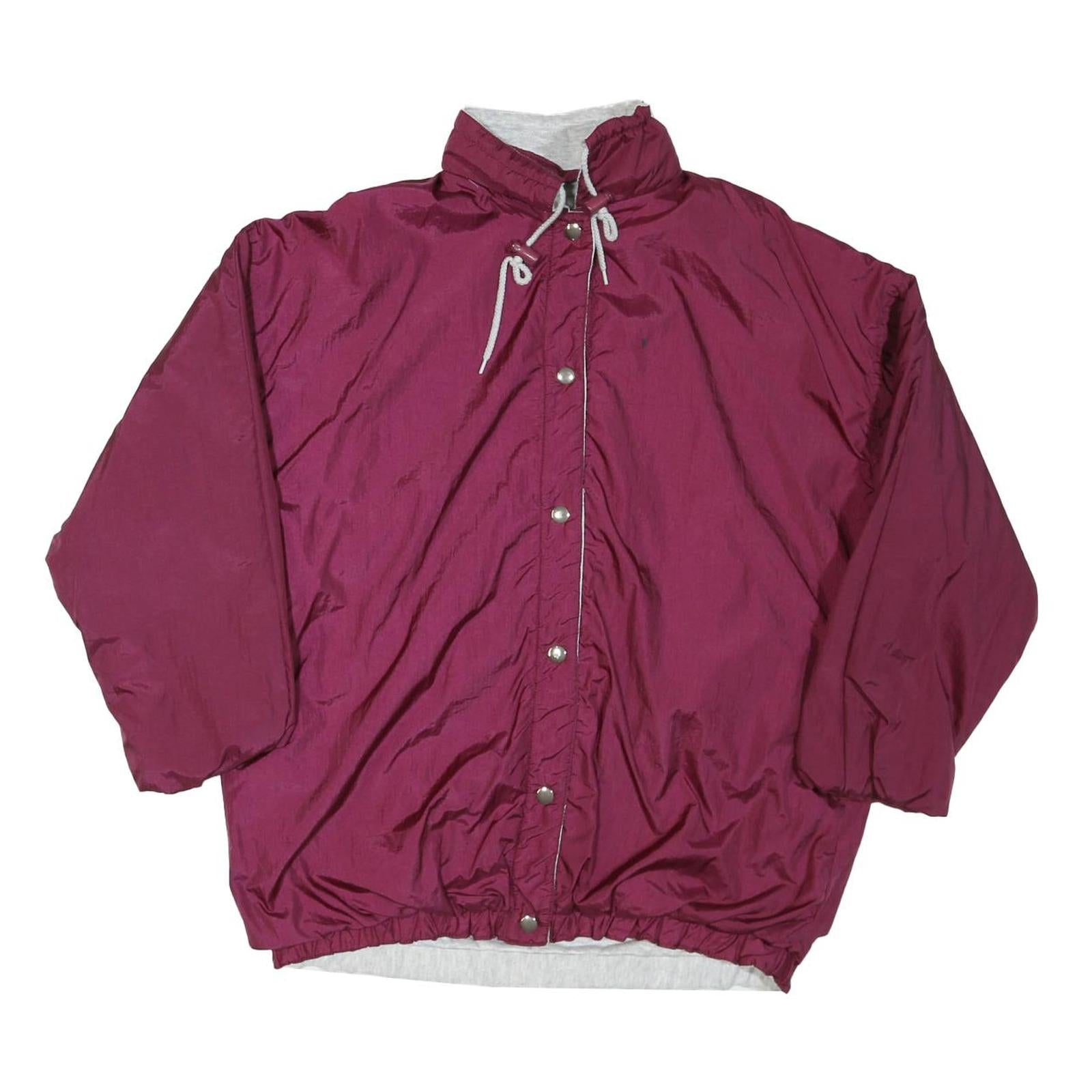 Womens Burgundy Nylon Reversible Button Jacket M Plain Lightweight Comfortable Refurbished - N/A refurbished available on Cerqular