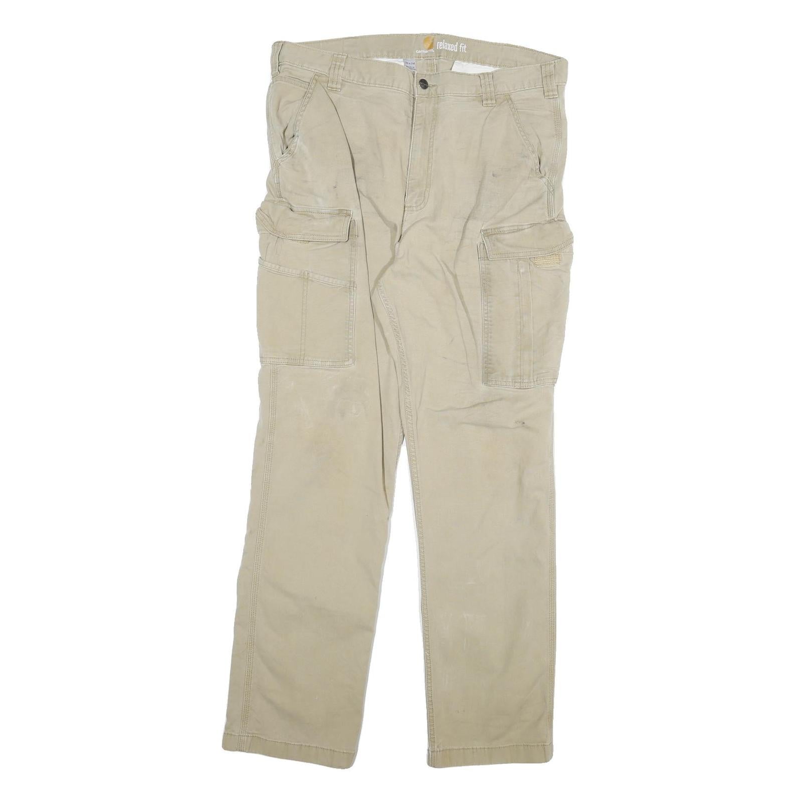 CARHARTT Mens Cotton Blend Beige Relaxed Fit Straight Trousers W36 L31 Workwear Refurbished - N/A refurbished available on Cerqular
