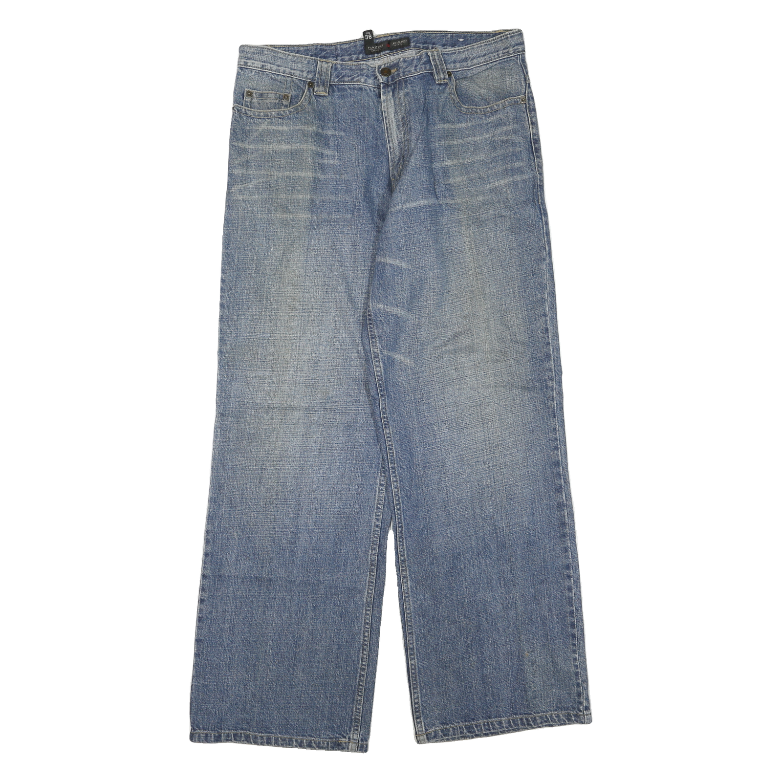 RAZZO DENIM Mens Blue Regular Fit Straight Leg Denim Jeans W36 L31 Cotton Blend Refurbished - N/A refurbished available on Cerqular