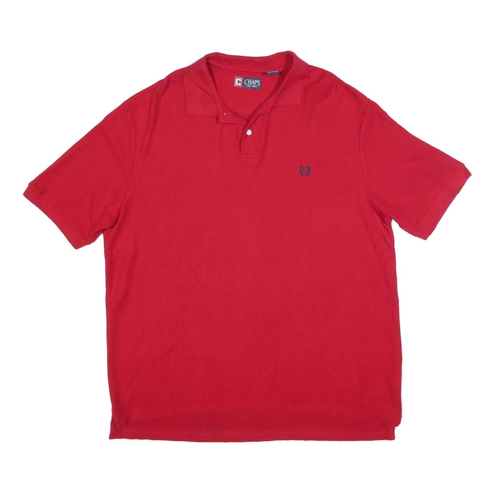 CHAPS Mens Red Short Sleeve Plain XL Polo Shirt Cotton Blend Casual Refurbished - N/A refurbished available on Cerqular