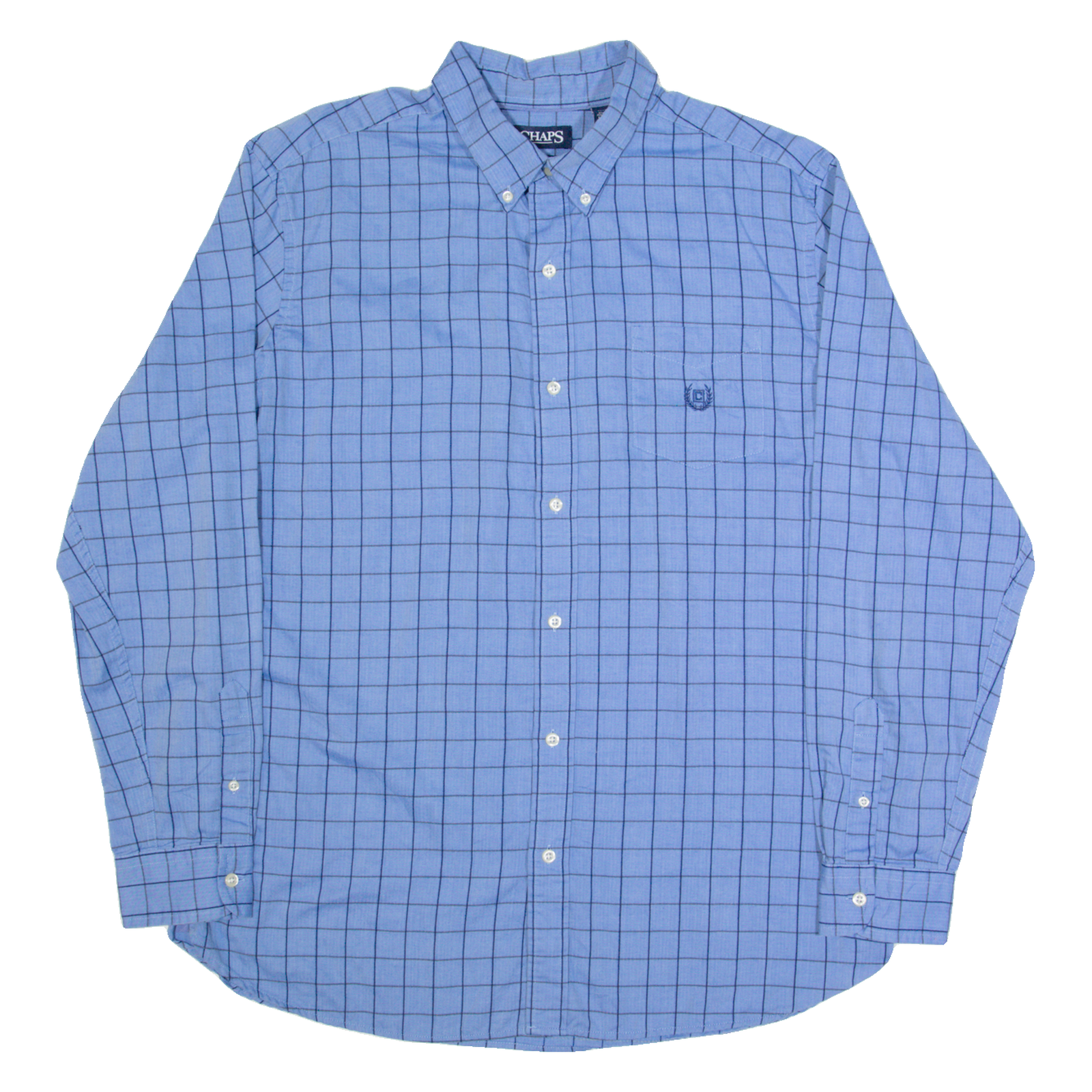 CHAPS Mens Shirt Blue Check Long Sleeve XL Refurbished - N/A refurbished available on Cerqular
