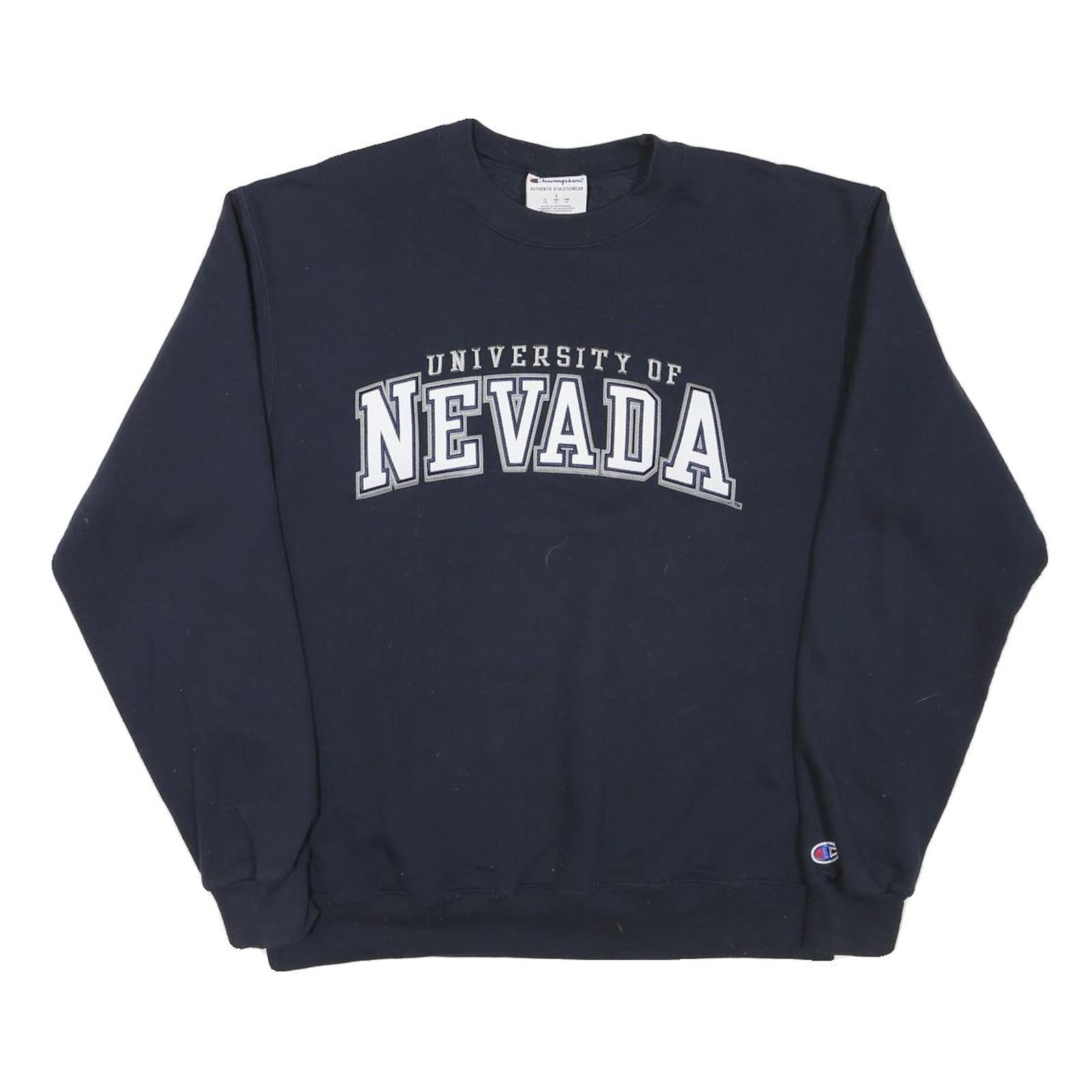 CHAMPION Mens Navy University Of Nevada Crew Neck L Cotton Blend Sweatshirt Refurbished - N/A refurbished available on Cerqular
