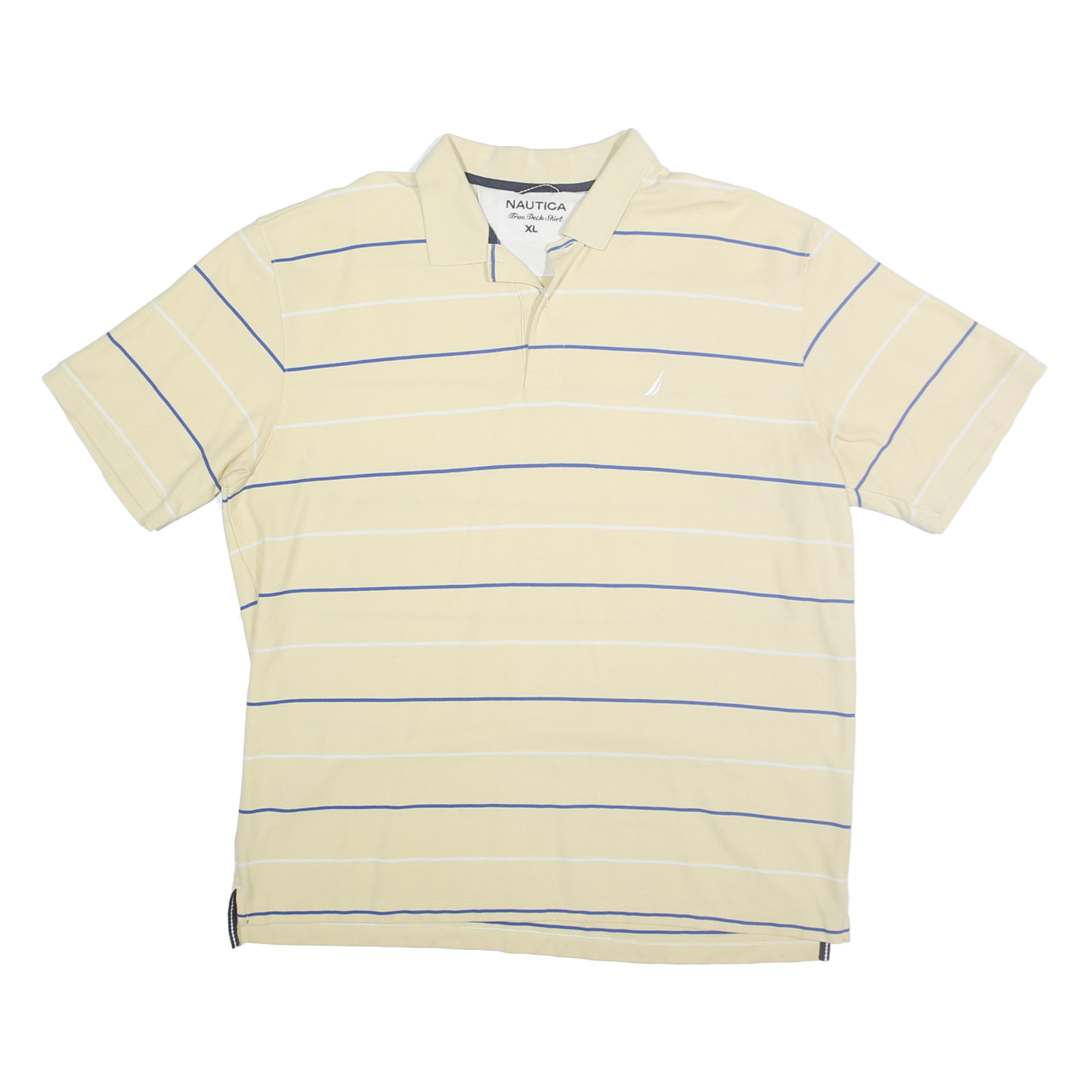NAUTICA Mens Beige & Blue Striped Short Sleeve Polo Shirt XL Casual Cotton Refurbished - N/A refurbished available on Cerqular