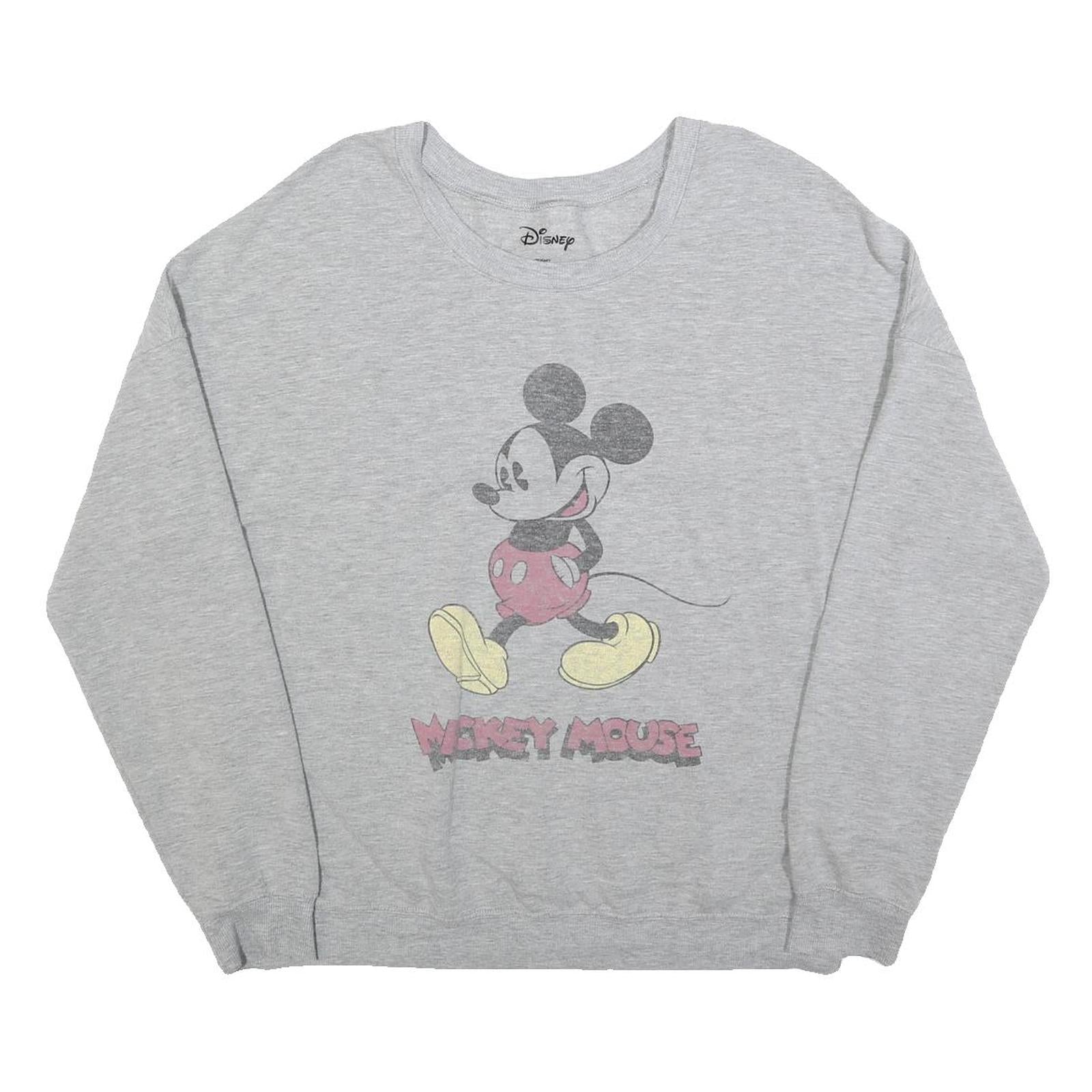 DISNEY Womens Grey Mickey Mouse Crew Neck 2XL Cotton Blend Sweatshirt Pullover Refurbished - N/A refurbished available on Cerqular