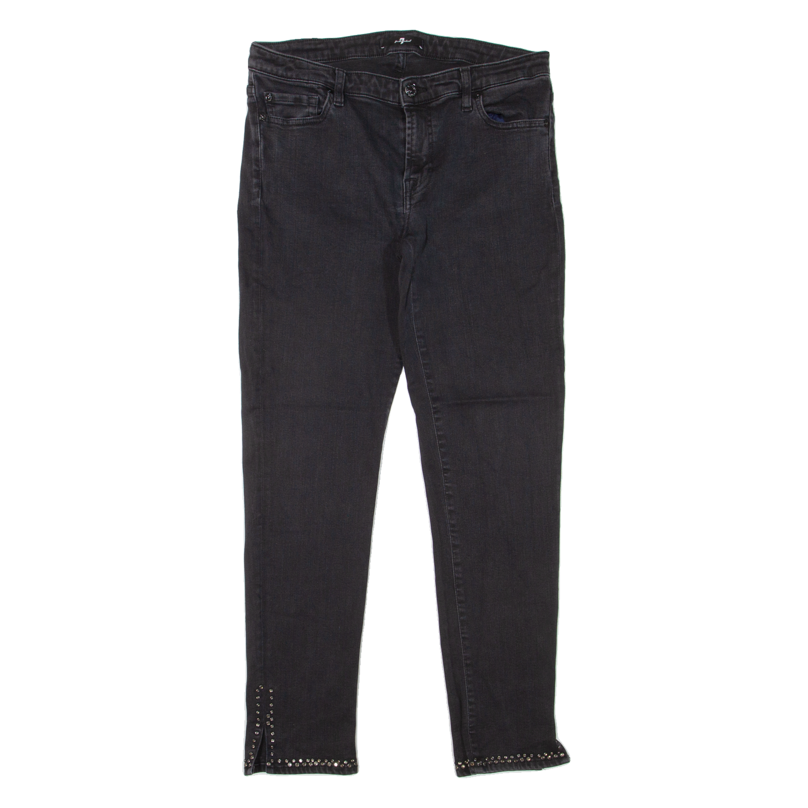 7 FOR ALL MANKIND Rhinestone Womens Jeans Black Slim Skinny W30 L28 Refurbished - N/A refurbished available on Cerqular