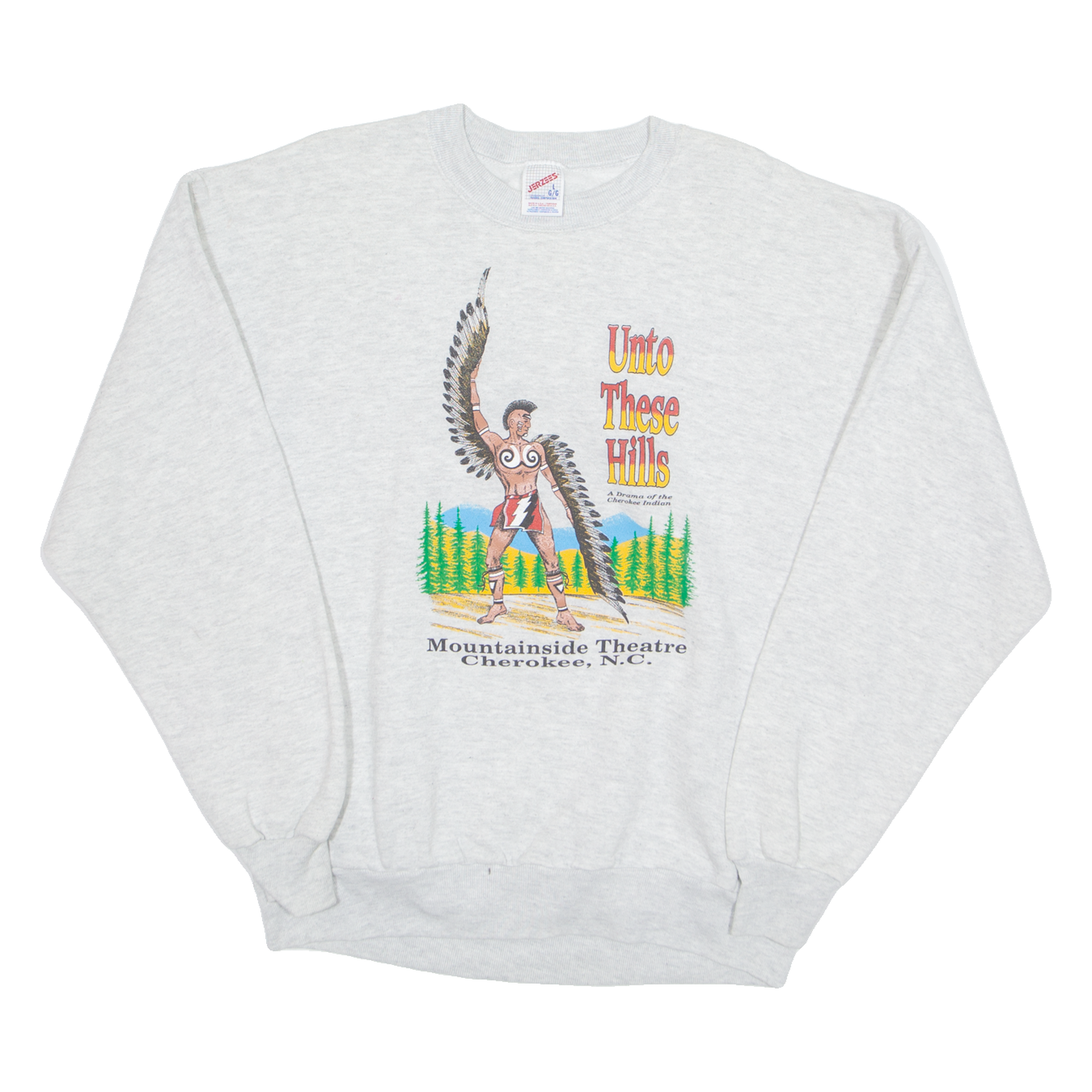 JERZEES Native Mountainside Theatre Cherokee NC Mens Sweatshirt Grey USA L Refurbished - N/A refurbished available on Cerqular