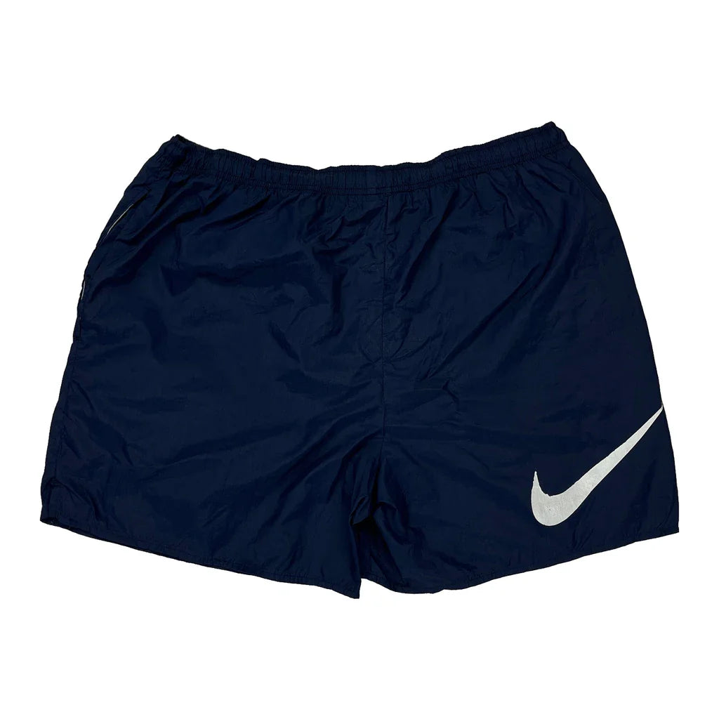 Swoosh Logo Nike Sport Shorts - X-Largew 6L Navy Polyester Refurbished - Thrifted (note: this is a term often used to describe second- refurbished available on Cerqular