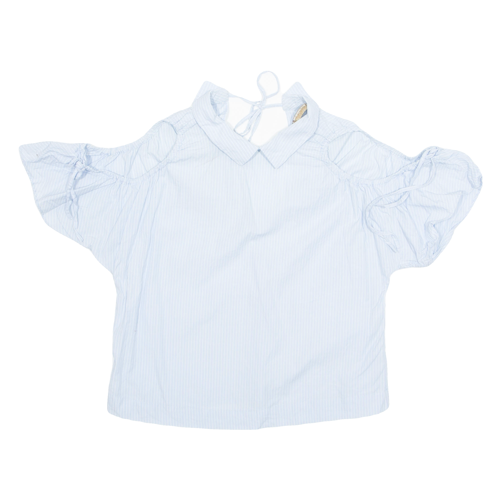 ZARA Womens Printed Blouse Blue Collared Striped S Refurbished - N/A refurbished available on Cerqular