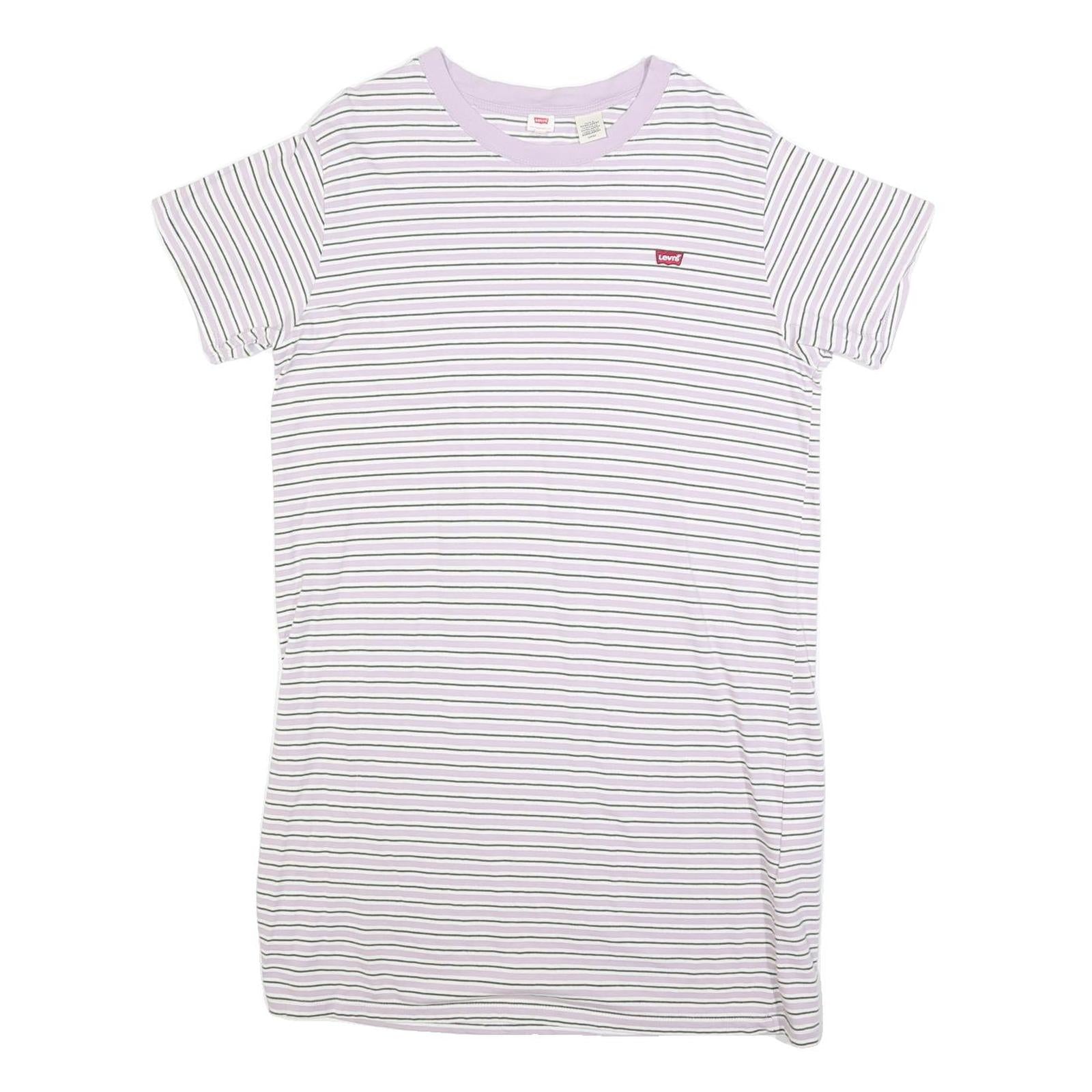 LEVI'S Womens White & Lilac Striped Day Cotton Blend Mini Dress S Casual Summer Refurbished - N/A refurbished available on Cerqular