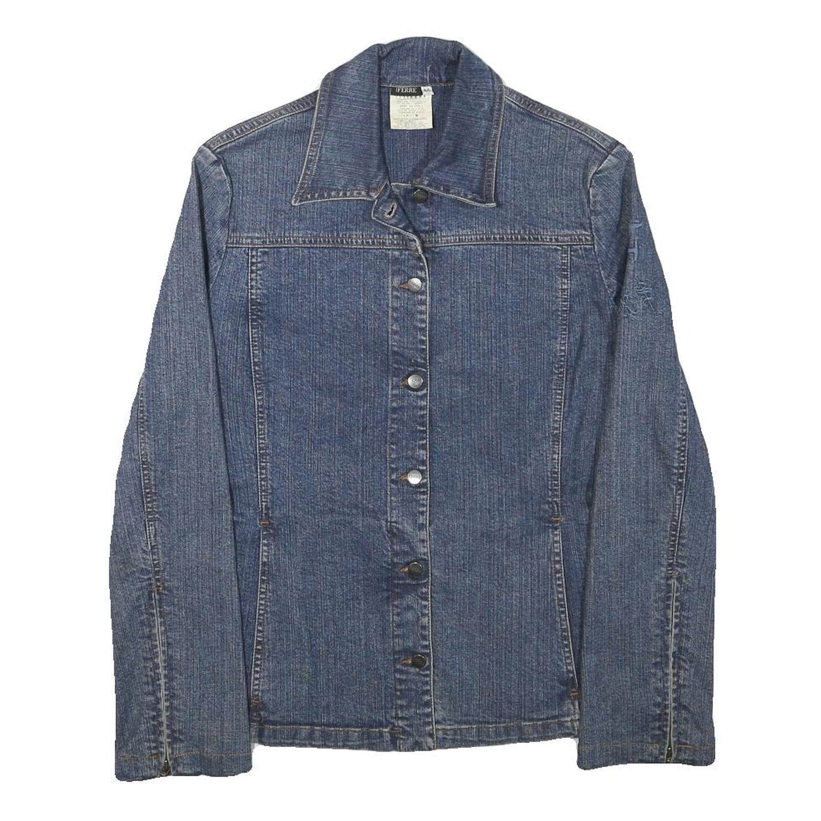 FERRE Womens Blue Denim Jacket M Cotton Blend Button Closure Plain Stylish Refurbished - N/A refurbished available on Cerqular