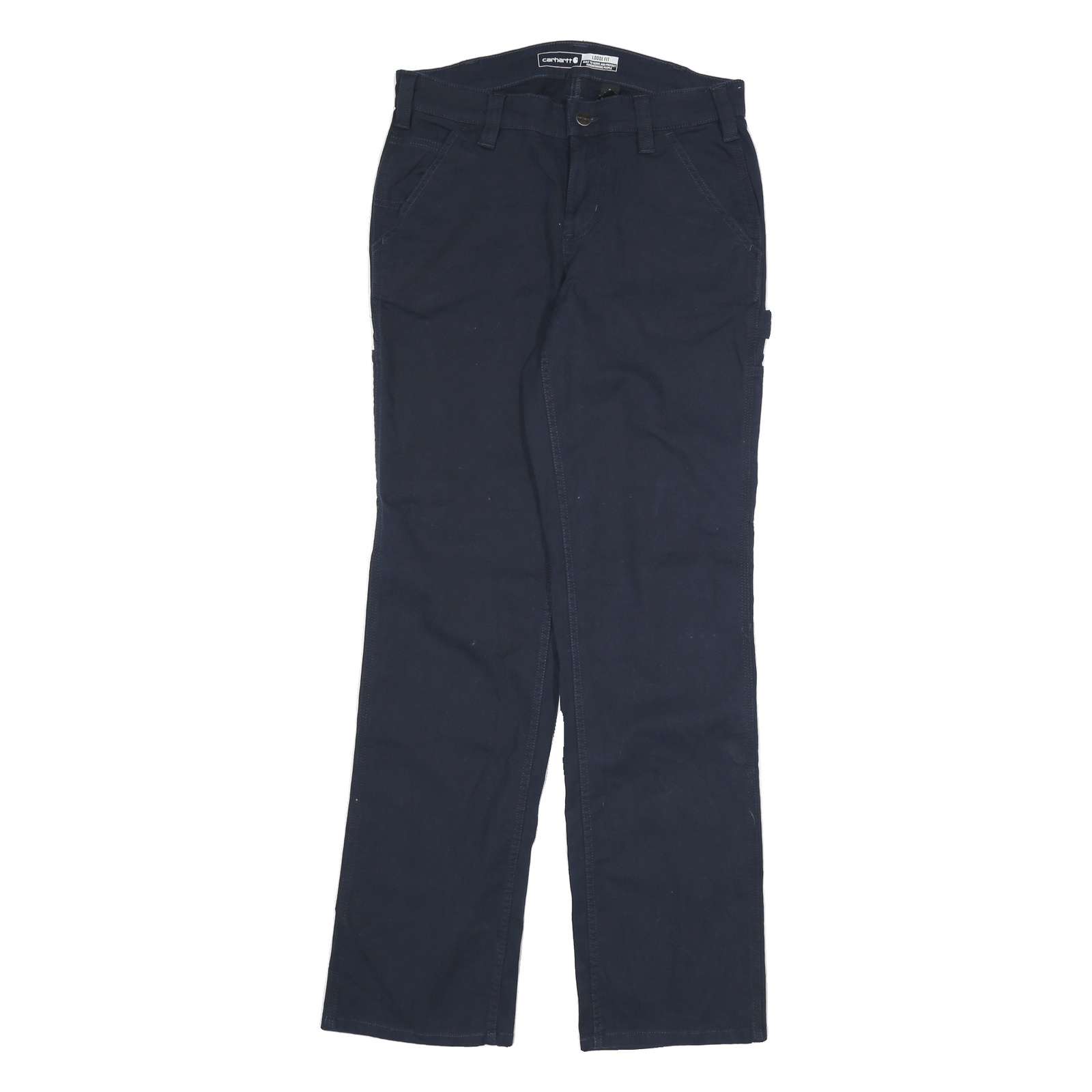 Buy CARHARTT Womens Cotton Blend Navy Blue Loose Fit Straight Leg Trousers W28 L31 Refurbished - $62.39 CARHARTT Womens Cotton Blend Navy Blue Loose Fit Straight Leg Trousers W28 L31 Refurbished - N/A refurbished available on Cerqular
