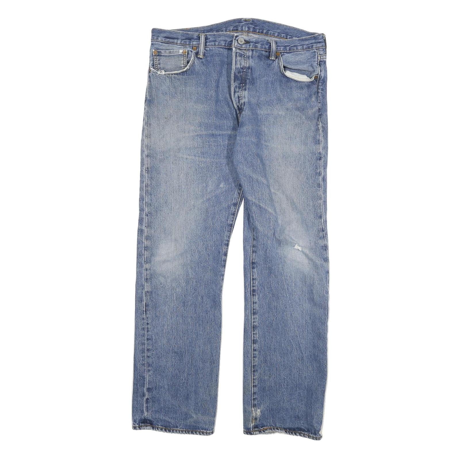 LEVI'S 501 Mens Jeans Blue Regular Straight Denim Medium W34 L30 Classic Button Refurbished - N/A refurbished available on Cerqular