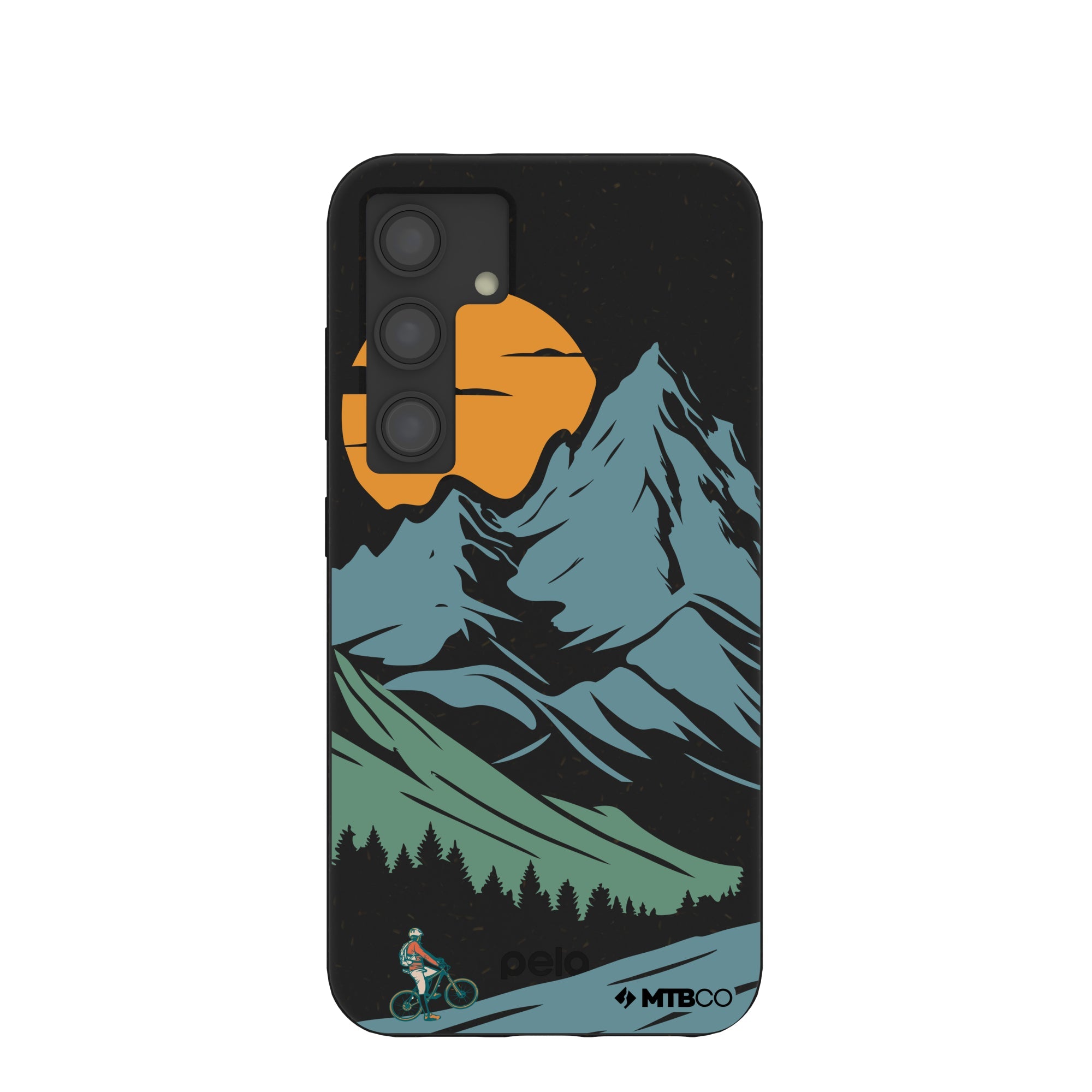 Black Vintage Peaks MTBCO Samsung Galaxy S24 Case Refurbished - Pela Case refurbished available on Cerqular
