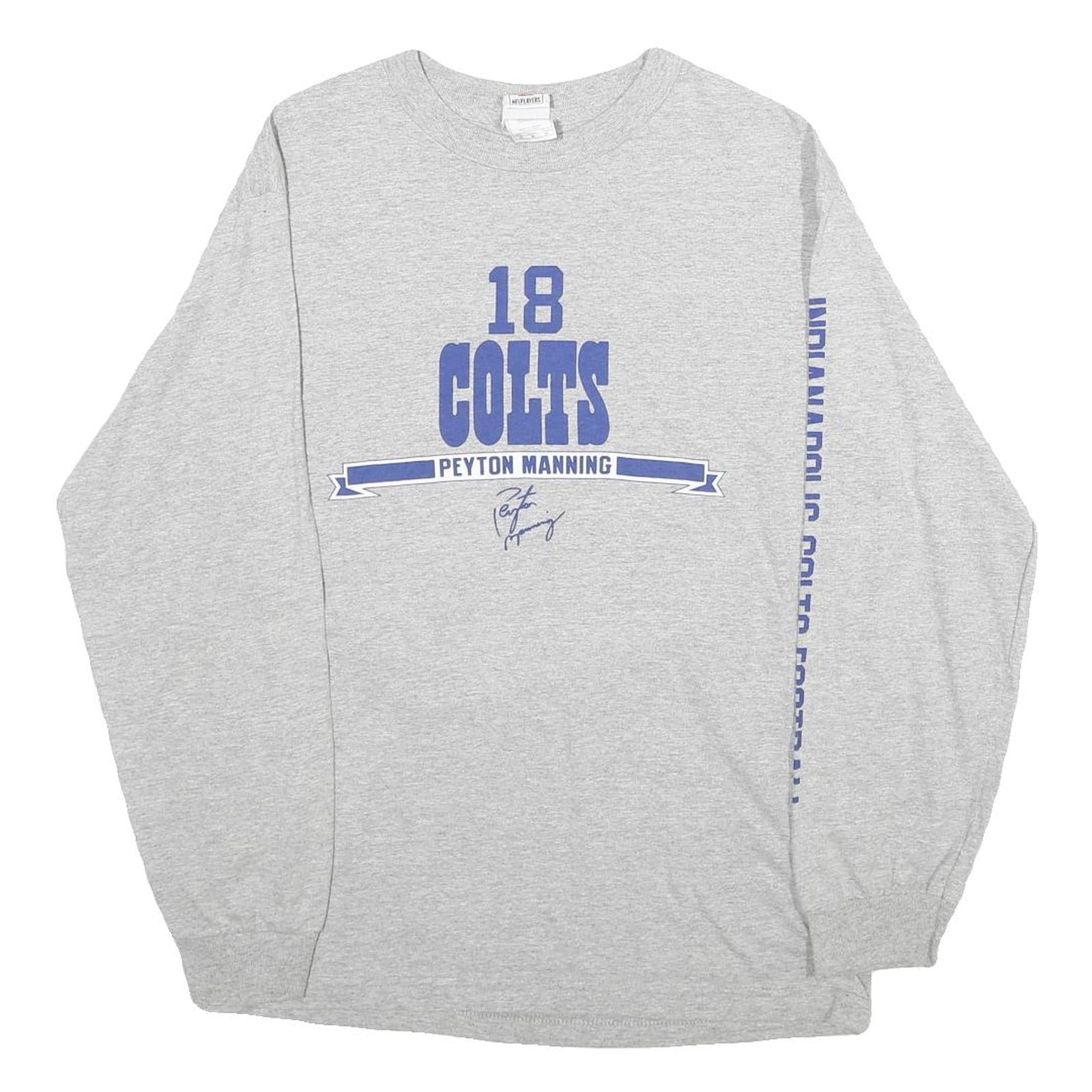 NFL Mens Grey Colts Peyton Manning Long Sleeve Crew Neck Football T-Shirt M Refurbished - N/A refurbished available on Cerqular