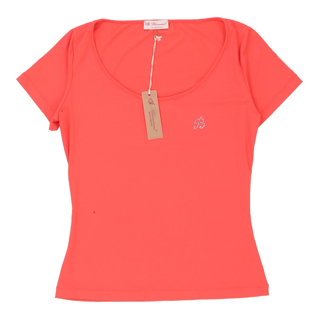 Buy Blumarine T-Shirt - Small Pink Nylon Blend | Size: small Refurbished - $32.02 Blumarine T-Shirt - Small Pink Nylon Blend | Size: small Refurbished - N/A (Preloved Designer is not a specific brand, it refurbished available on Cerqular