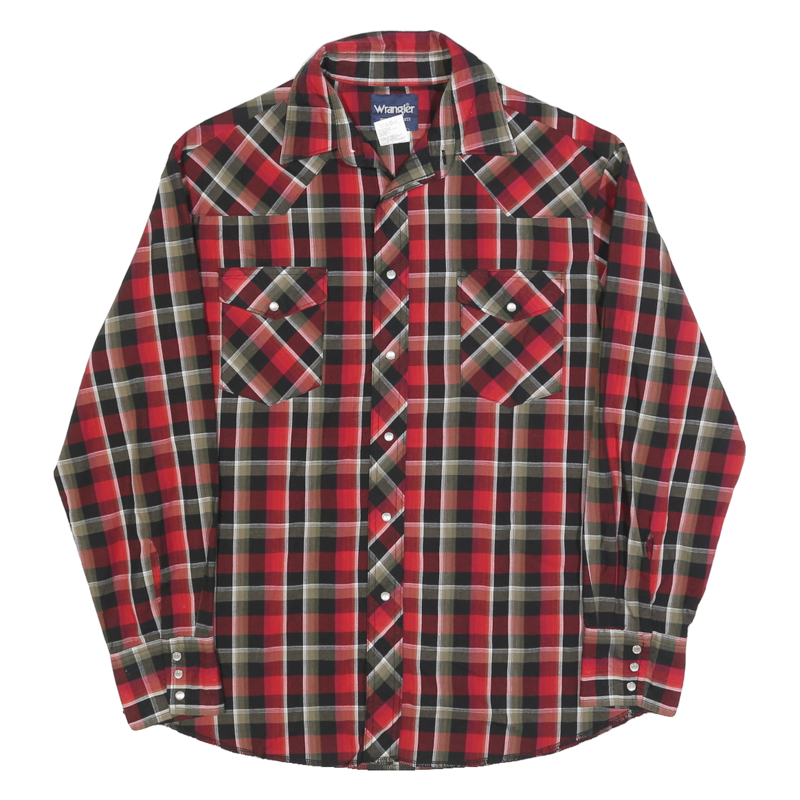 WRANGLER Mens Red Black & Brown Check Shirt L Western Style Button Up Long Refurbished - N/A refurbished available on Cerqular
