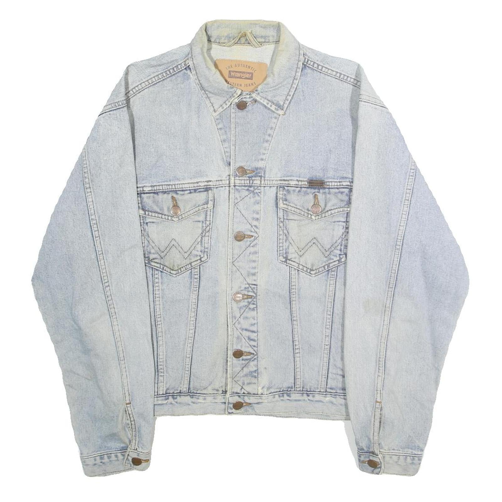 WRANGLER Mens Blue Denim Jacket S Cotton Button Closure Classic Western Style Refurbished - N/A refurbished available on Cerqular