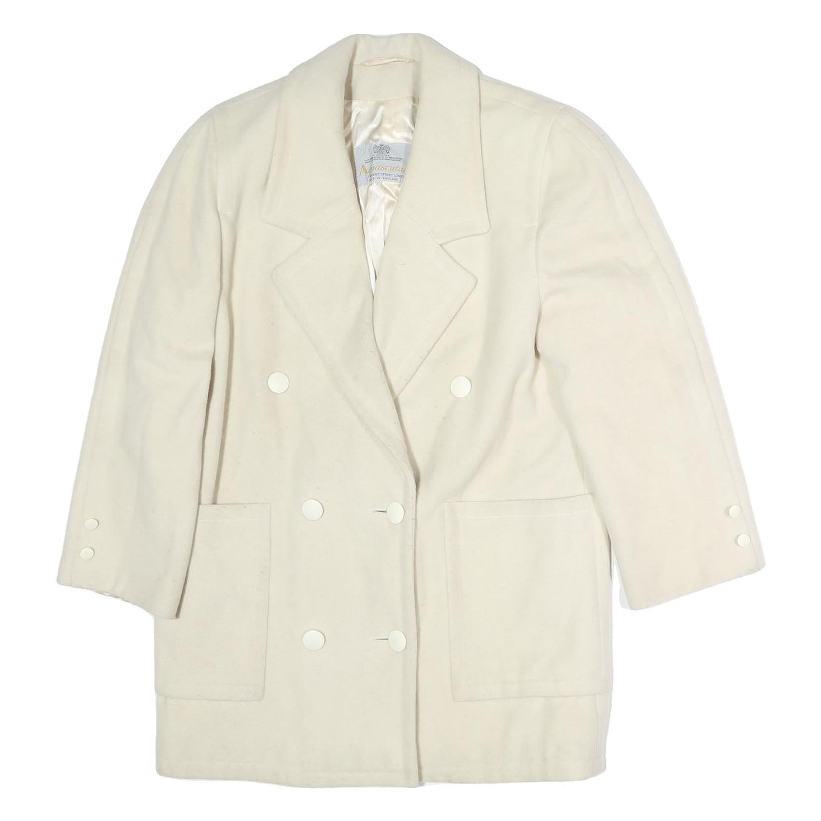 AQUASCUTUM Womens Cream White Double Breasted Jacket L Cotton Blend Button Refurbished - N/A refurbished available on Cerqular
