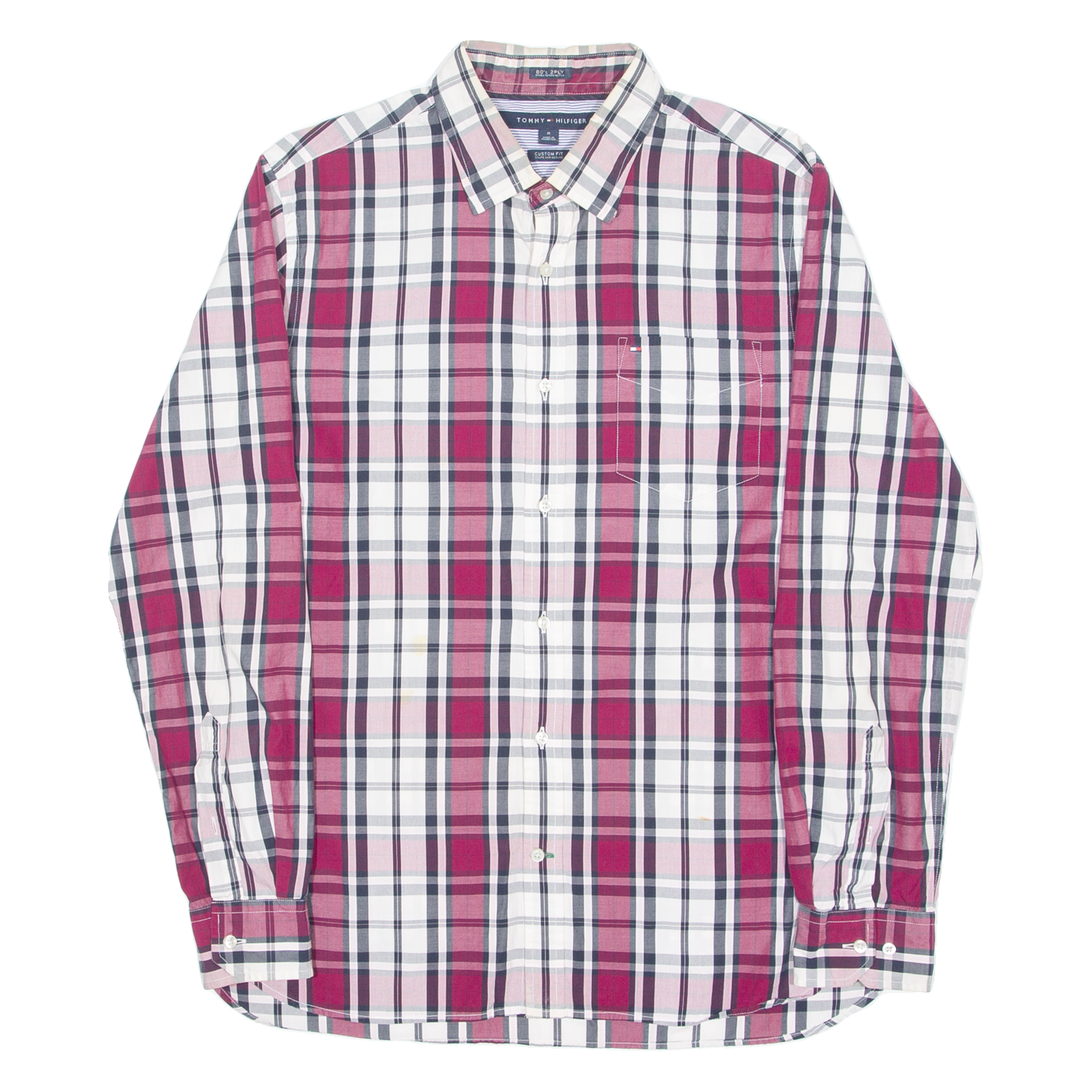 TOMMY HILFIGER Mens Shirt Maroon Check Long Sleeve M Refurbished - N/A refurbished available on Cerqular