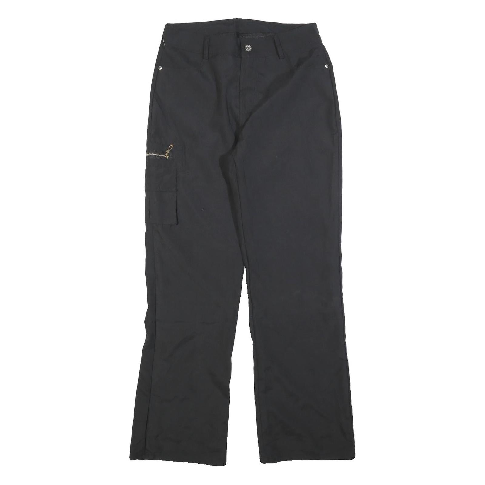 Womens Black Regular Fit Straight Leg Trousers W30 L30 Polyester Blend Zip Refurbished - N/A refurbished available on Cerqular