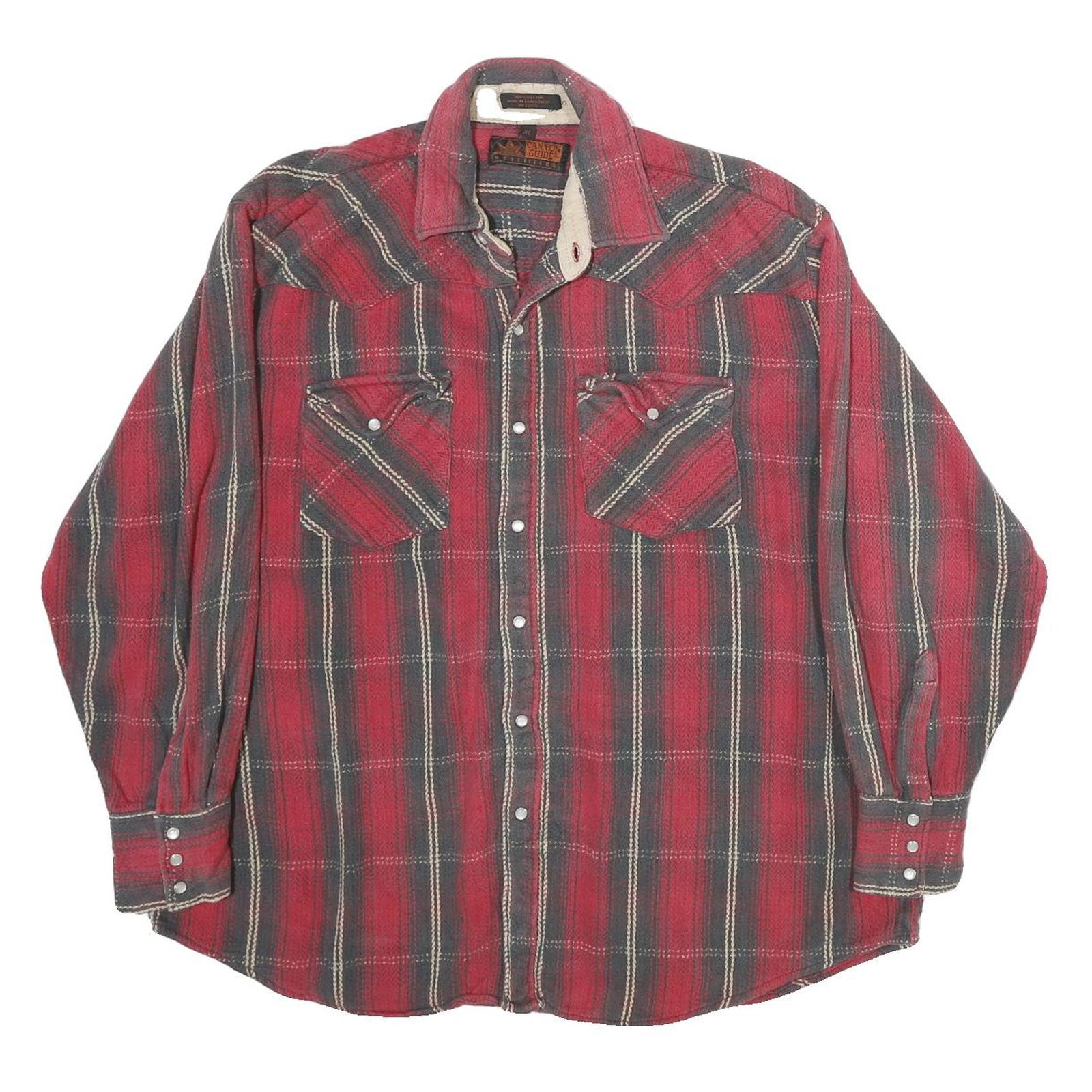 CANYON GUIDE Mens Red & Grey Check Shirt XL Cotton Blend Long Sleeve Casual Refurbished - N/A refurbished available on Cerqular