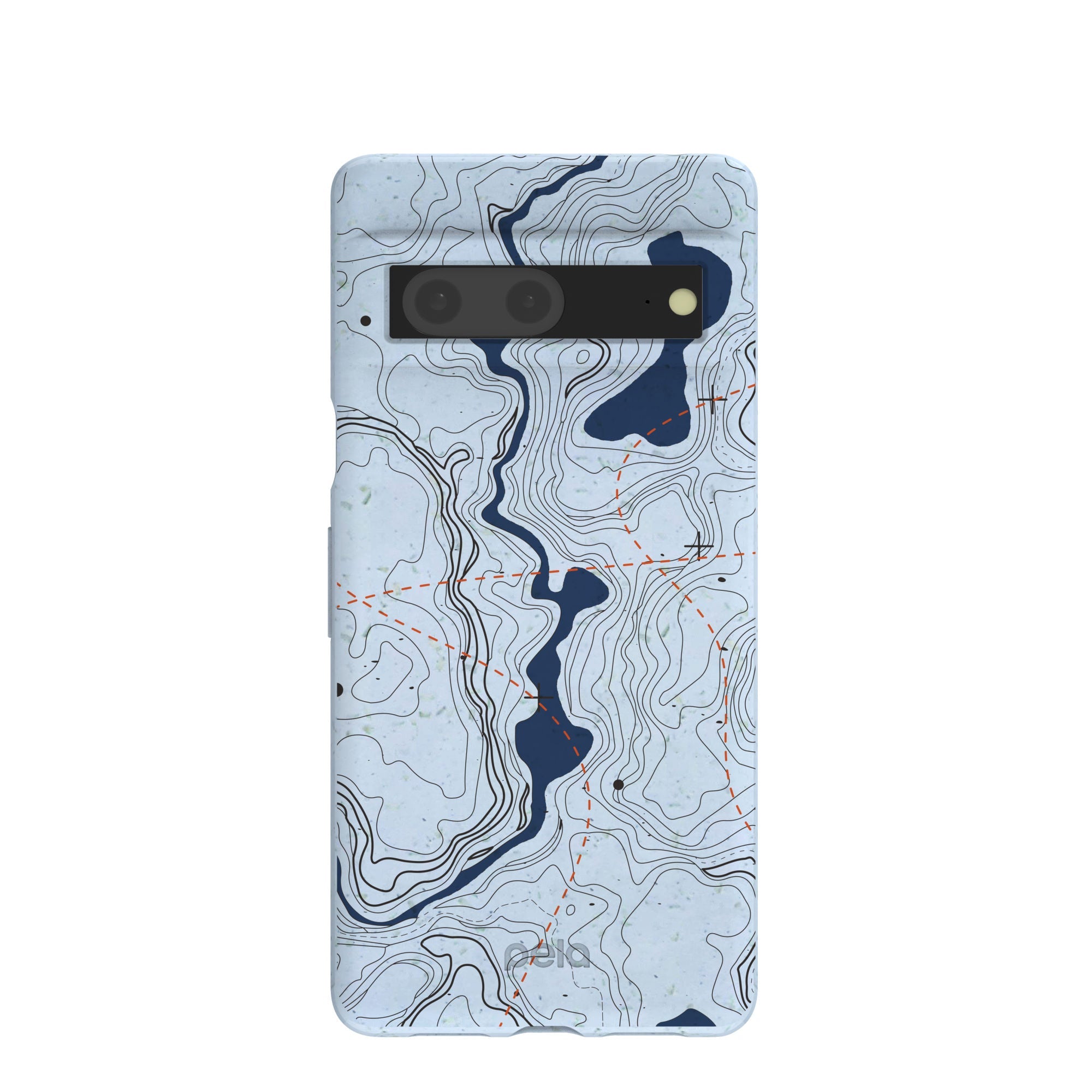 Powder Blue Contour Lines Google Pixel 7 Case Refurbished - Pela Case refurbished available on Cerqular