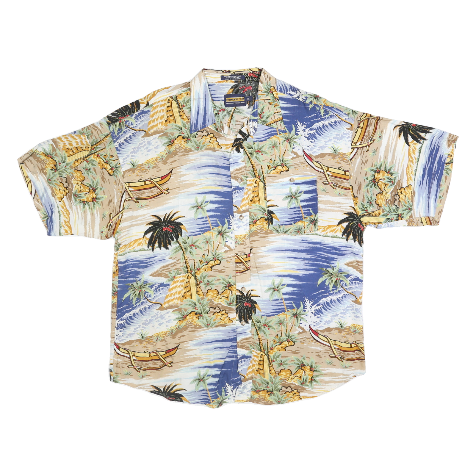 PANHANDLE SLIM Mens Blue Pattern XL Rayon Hawaiian Beach Shirt Casual Summer Refurbished - N/A refurbished available on Cerqular