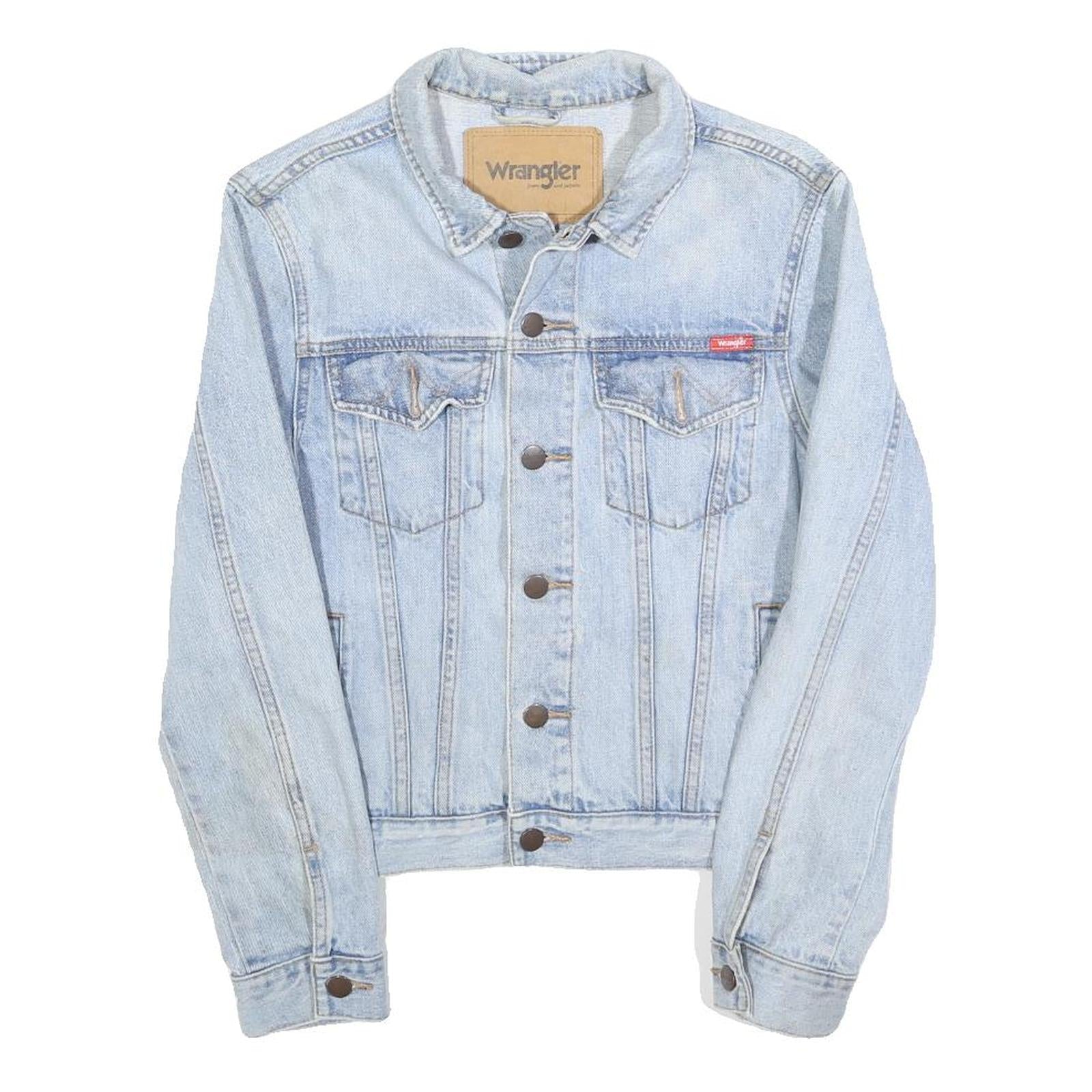 WRANGLER Womens Blue Denim Jacket S Cotton Button Classic Fit Light Wash Refurbished - N/A refurbished available on Cerqular