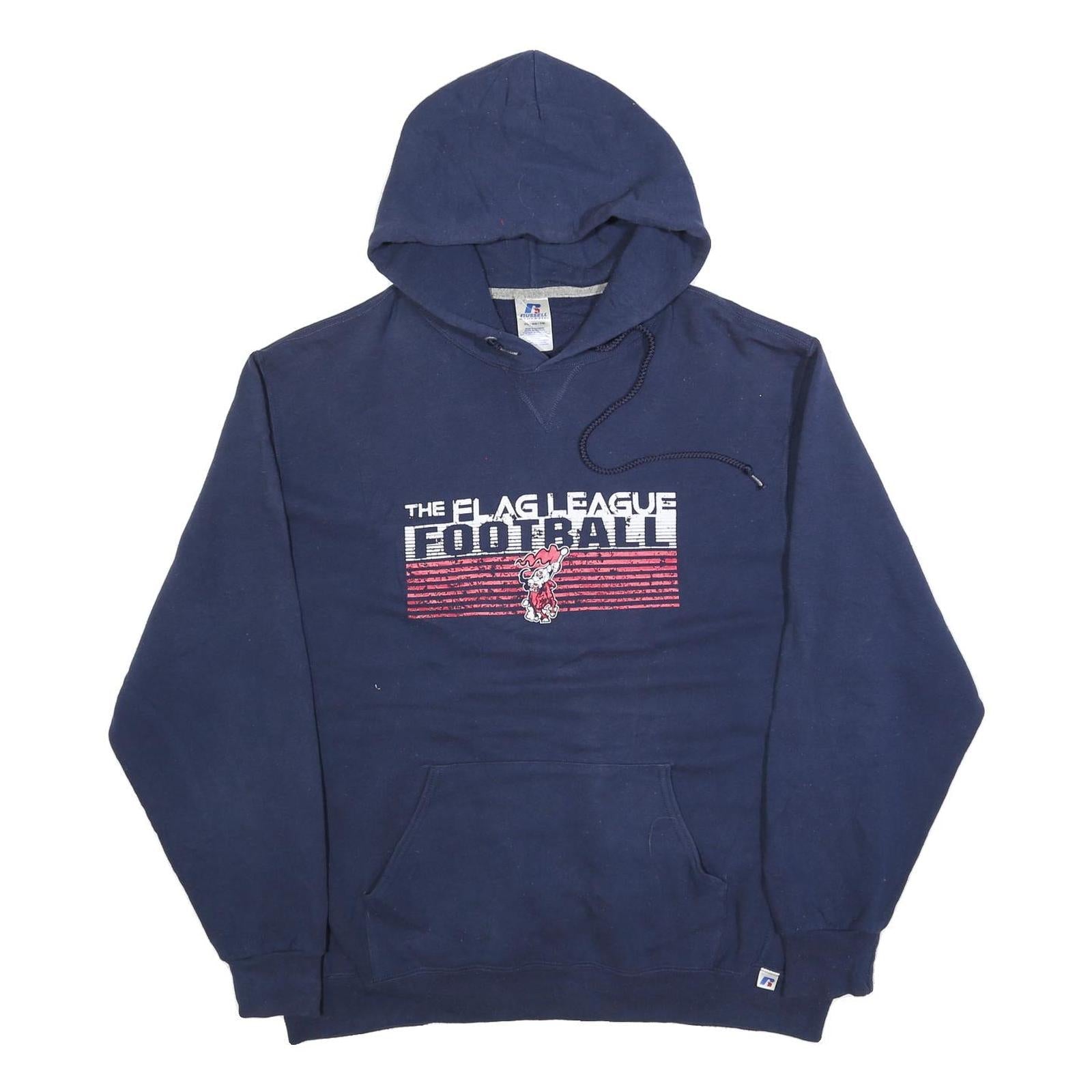 RUSSELL ATHLETIC Mens Navy The Flag League Football Pullover Hoodie XL Refurbished - N/A refurbished available on Cerqular