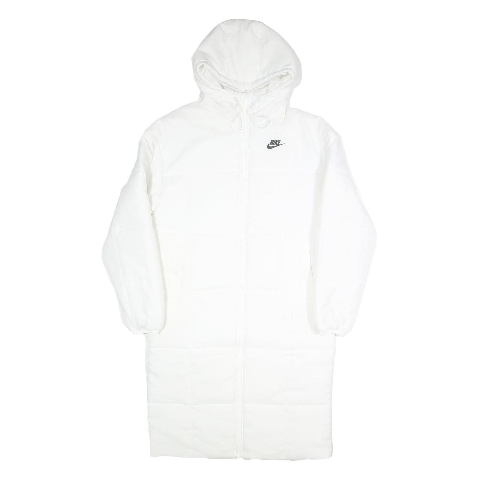NIKE Mens White Long Sleeve Zip Up Puffer Jacket S Polyester Lightweight Hooded Refurbished - N/A refurbished available on Cerqular