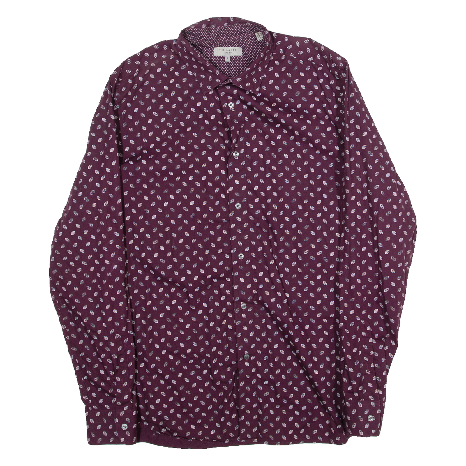 TED BAKER Mens Shirt Maroon Long Sleeve M Refurbished - N/A refurbished available on Cerqular
