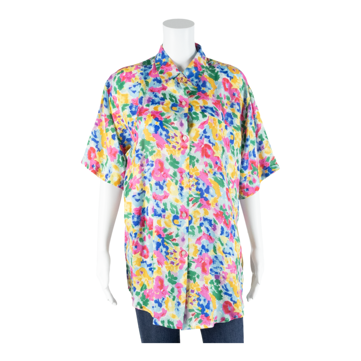 MISS A Womens Shirt Blue Collared Floral M Refurbished - N/A refurbished available on Cerqular