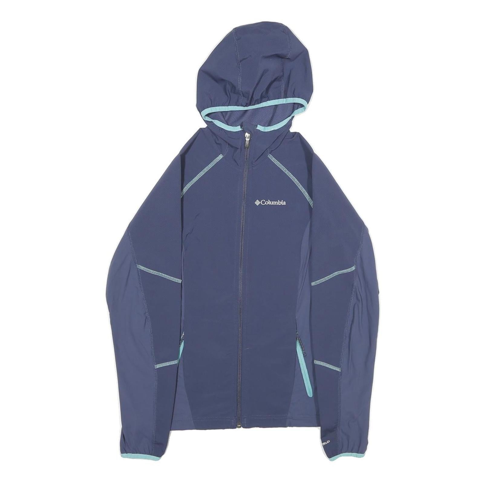 COLUMBIA Womens Blue Jacket XS Polyester Zip Hooded Plain Lightweight Outdoor Refurbished - N/A refurbished available on Cerqular