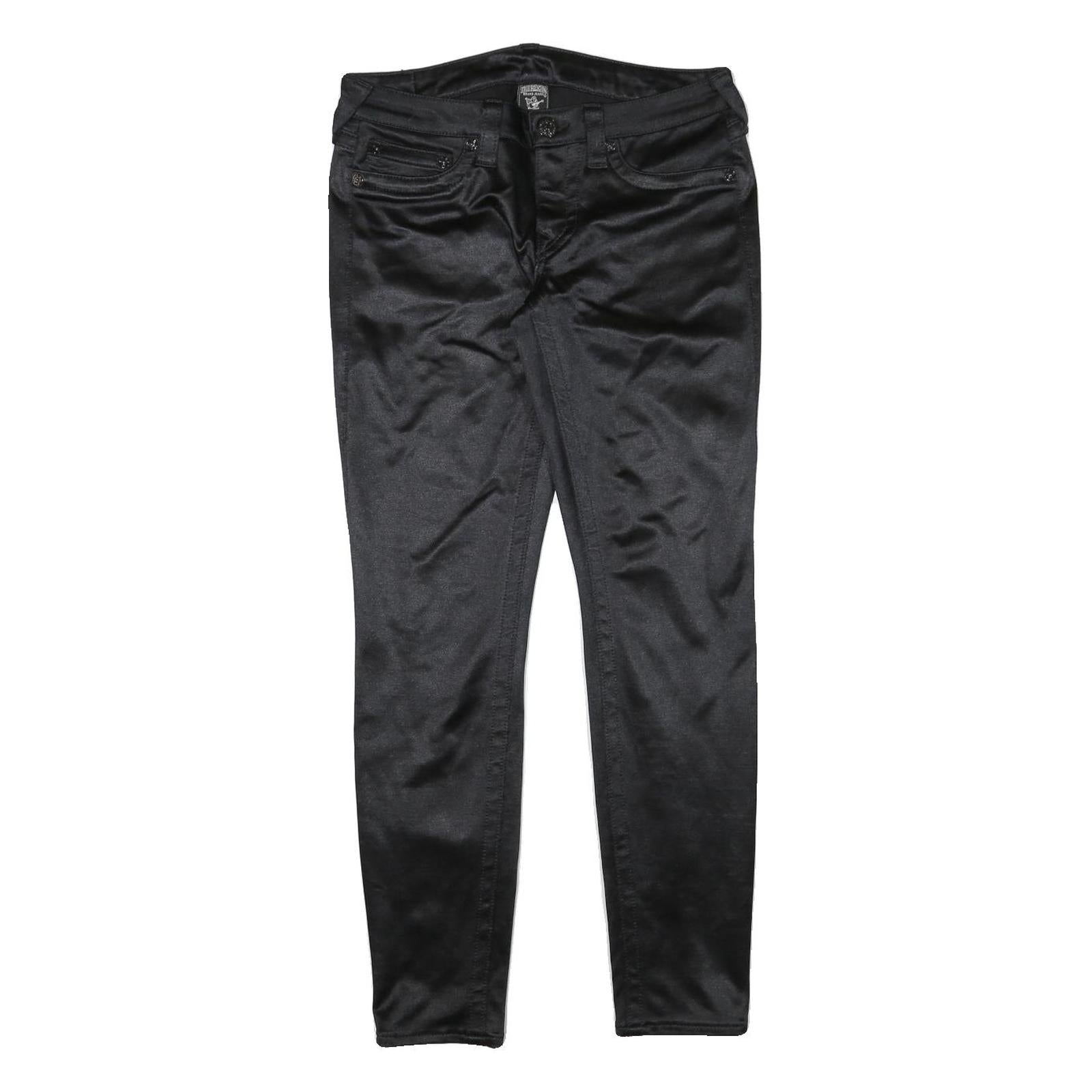 TRUE RELIGION Womens Cotton Blend Black Slim Skinny Trousers W30 L29 Stylish Zip Refurbished - N/A refurbished available on Cerqular