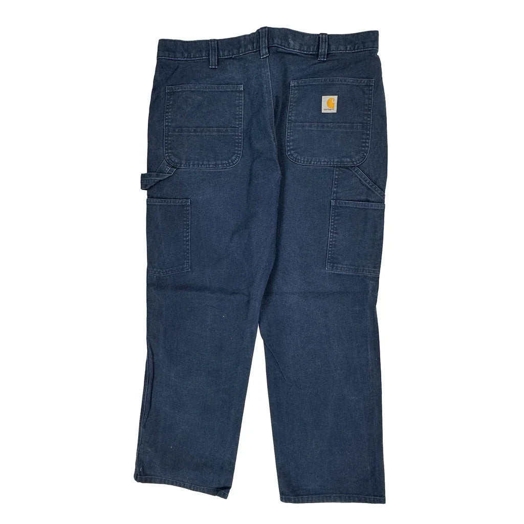 Carhartt Carpenter Trousers - 38W 30L Blue Cotton Refurbished - Thrifted (note: this is a term often used to describe second- refurbished available on Cerqular