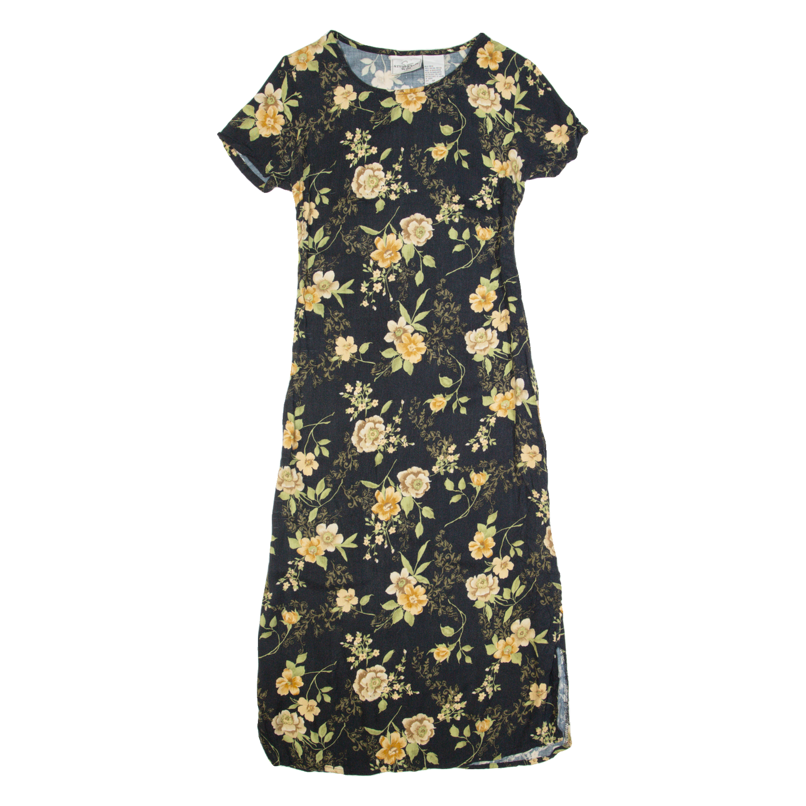 STUDIO EASE Womens Pencil Dress Black Floral Short Sleeve Long S Refurbished - N/A refurbished available on Cerqular