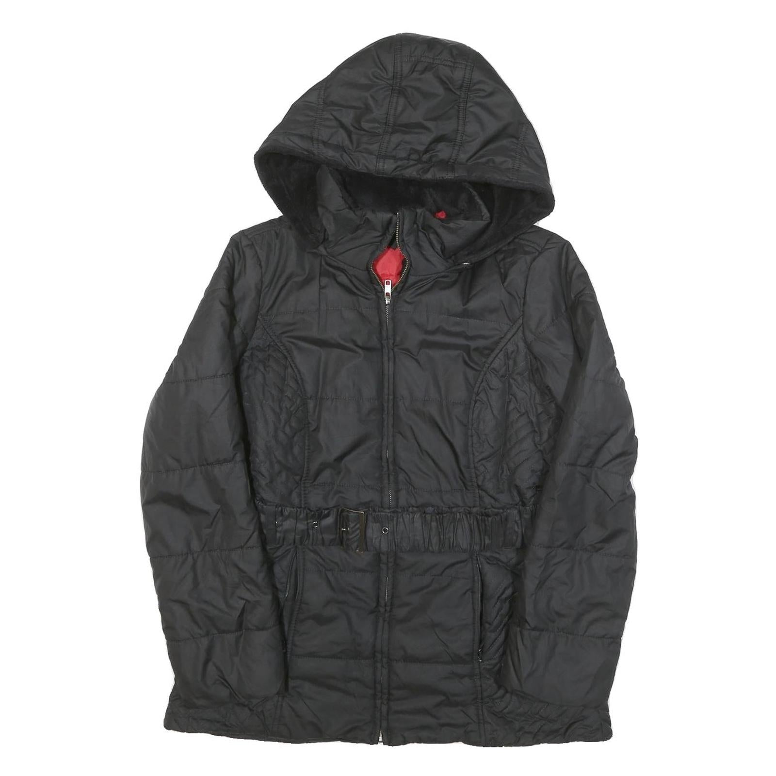 TOMMY HILFIGER Womens Black Classic Jacket M Polyester Blend Quilted Hooded Zip Refurbished - N/A refurbished available on Cerqular